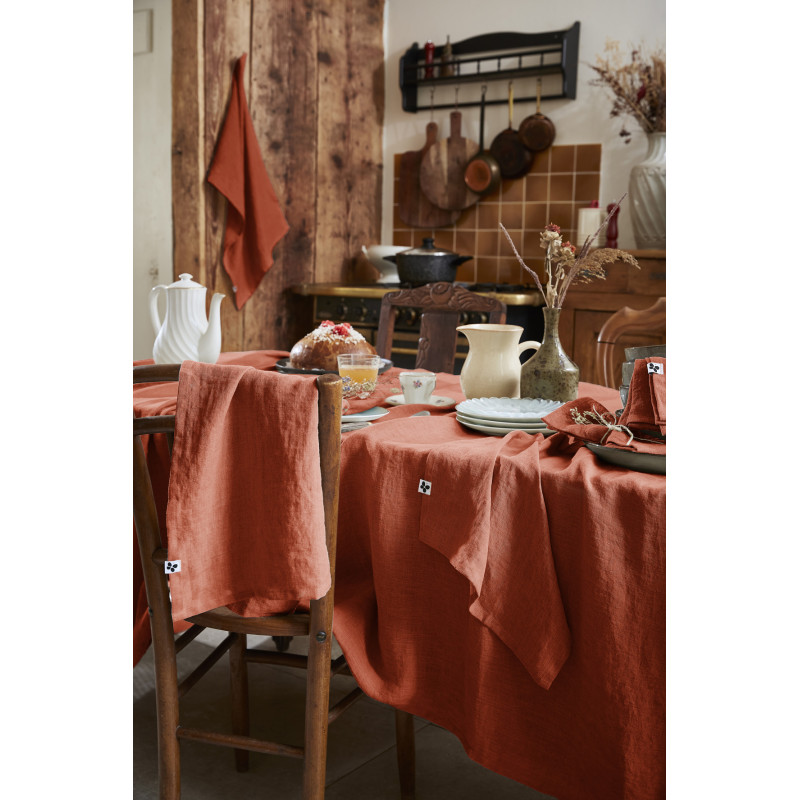 Cotton gauze tablecloth L'EFFET PAPILLON Brown
