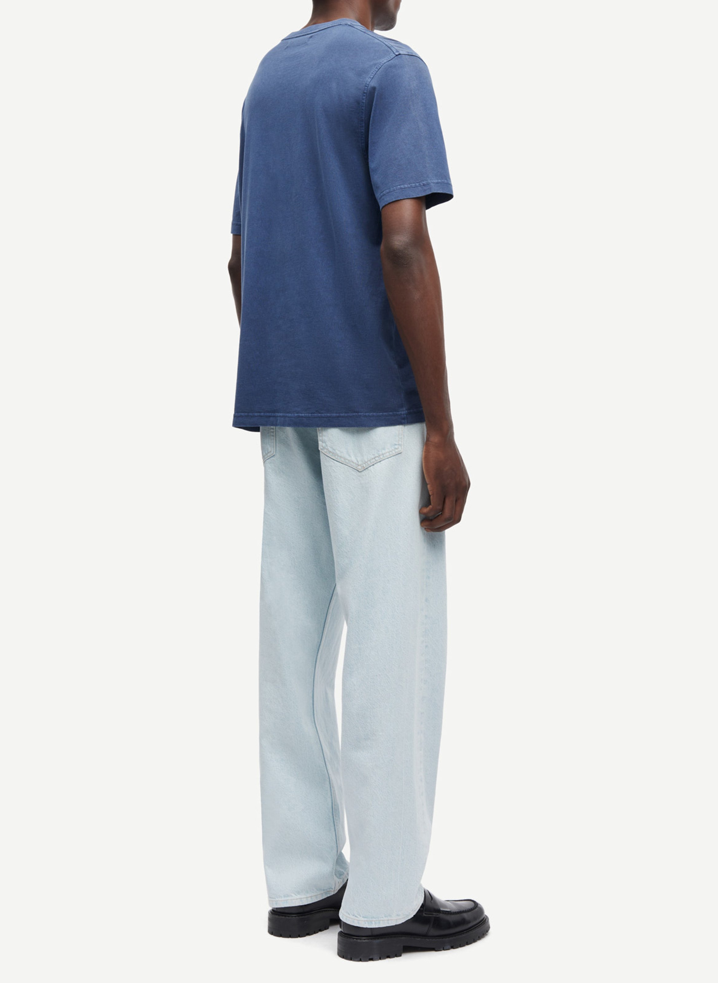 Tee-shirt droit en coton bio mélangé SAMSOE SAMSOE Bleu