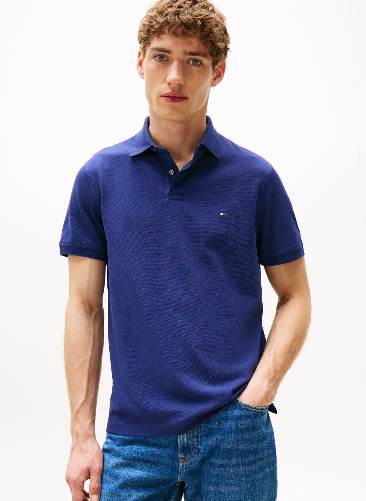 Polo regular-fit en coton biologique mélangé TOMMY HILFIGER Bleu
