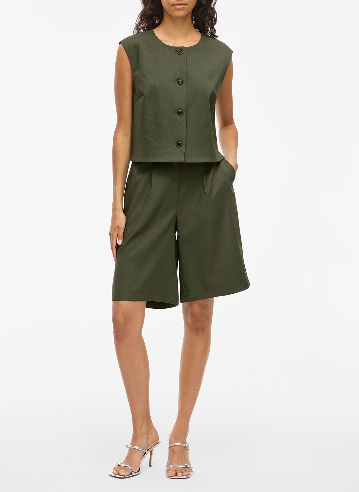 Gilet droit en fibres recyclées mélangées VILA Vert