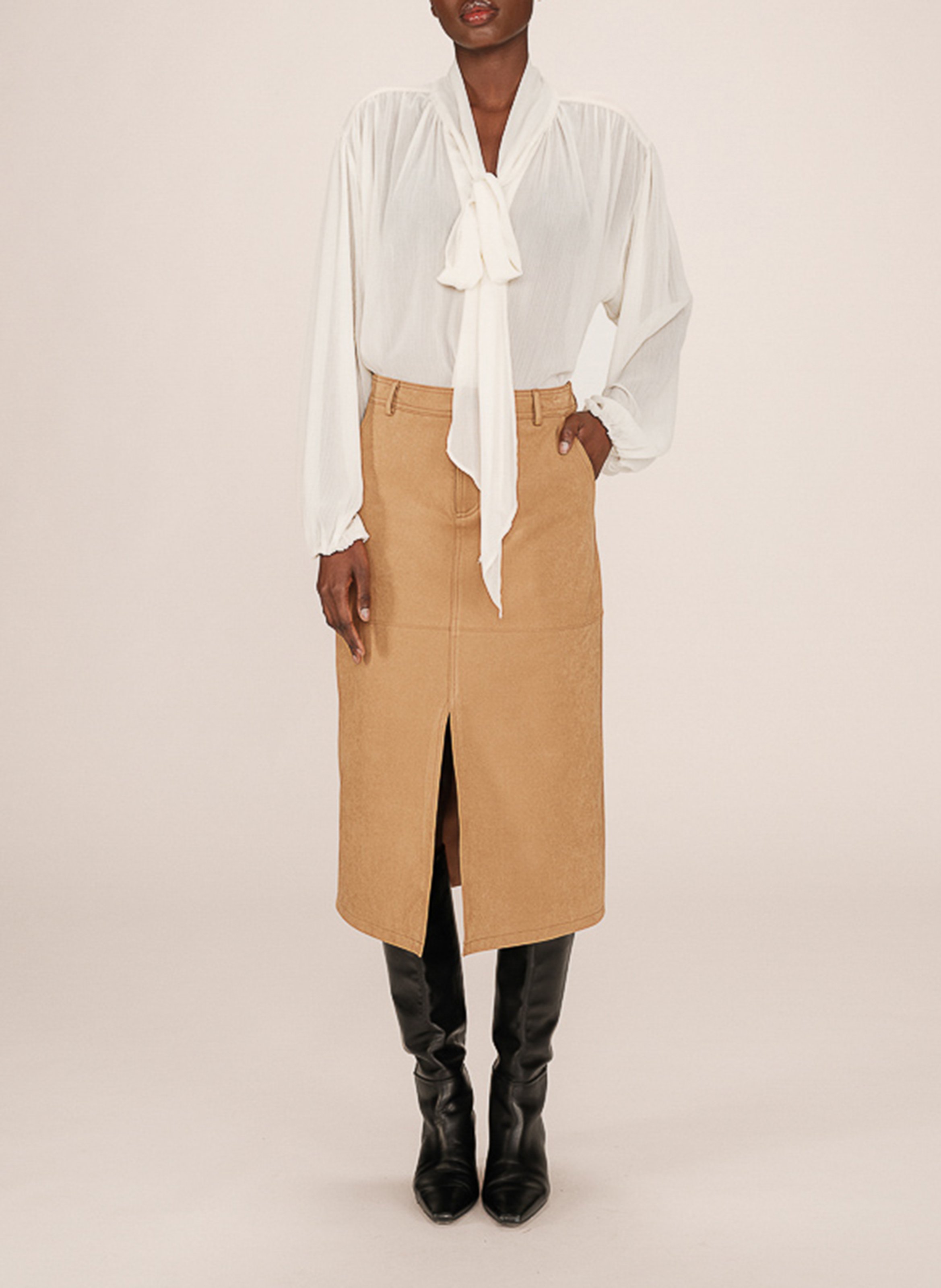 Midi-Rock aus Wildleder-Optik GRACE ET MILA Gelb