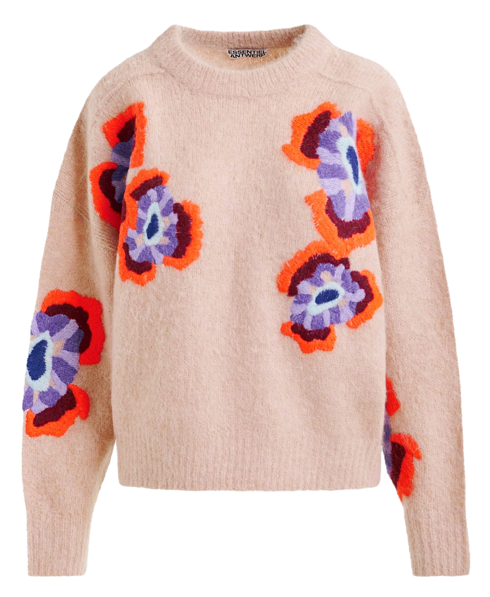 Pull ample jacquard fleuri ESSENTIEL ANTWERP Marron