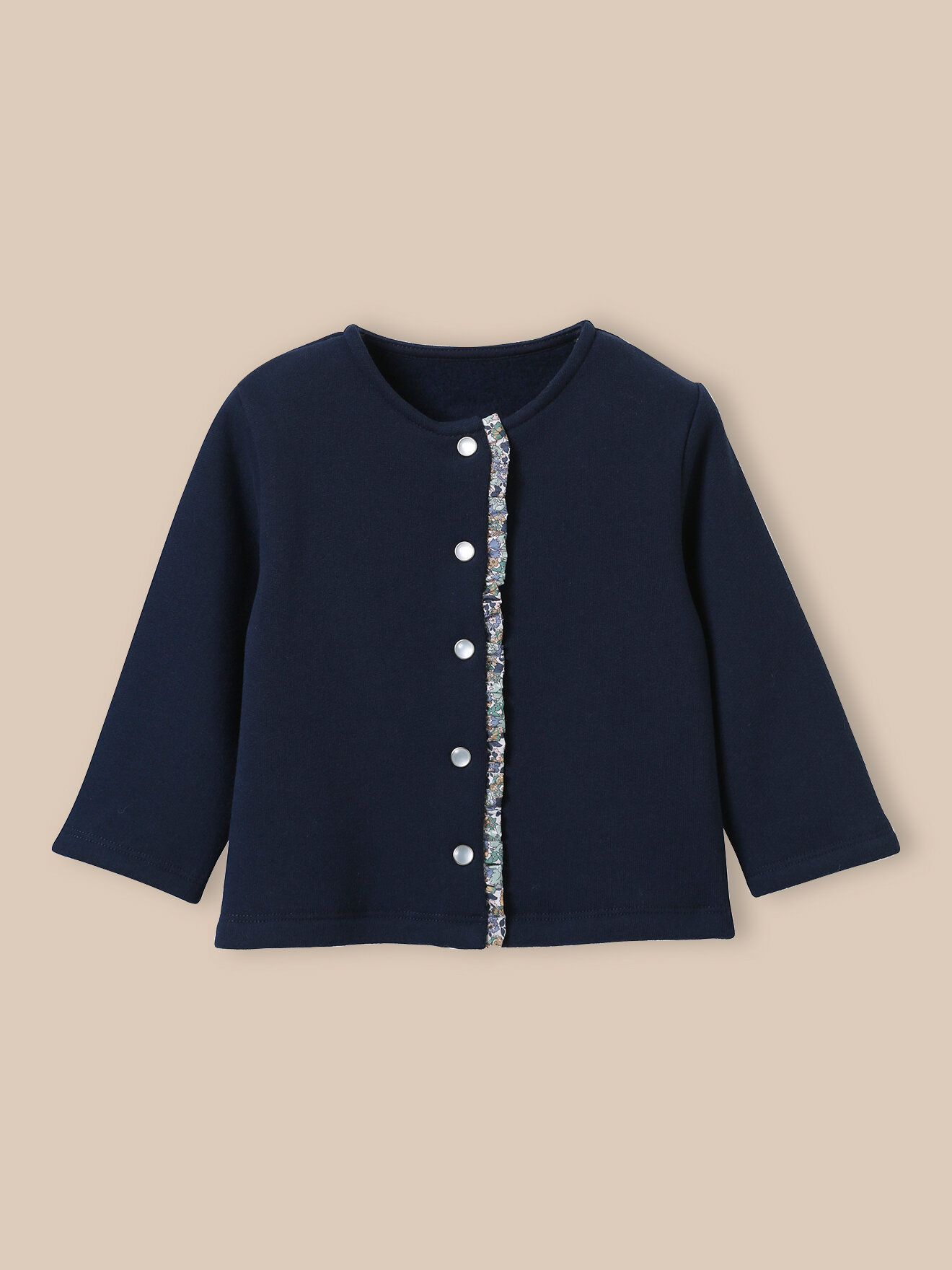 Organic cotton sweatshirt fabric cardigan CYRILLUS Beige