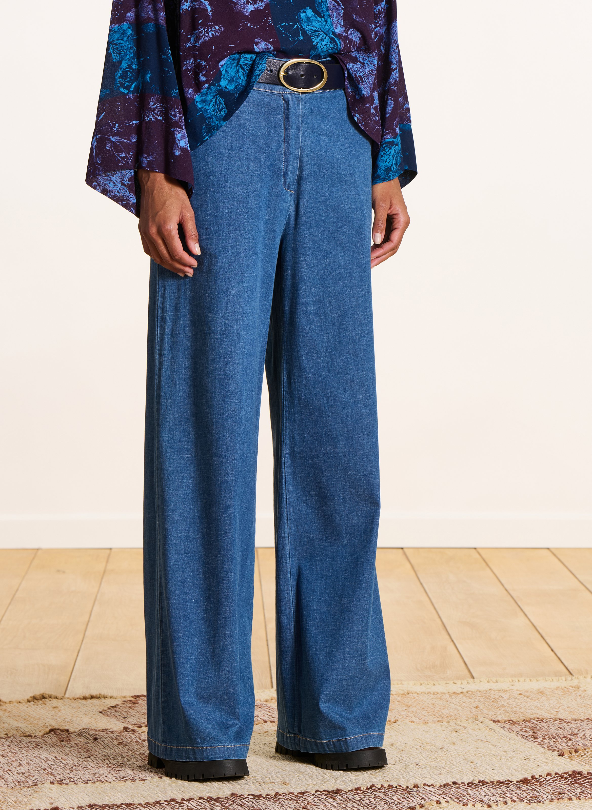 Flared jeans met hoge taille | katoenblend LA FEE MARABOUTEE Blauw