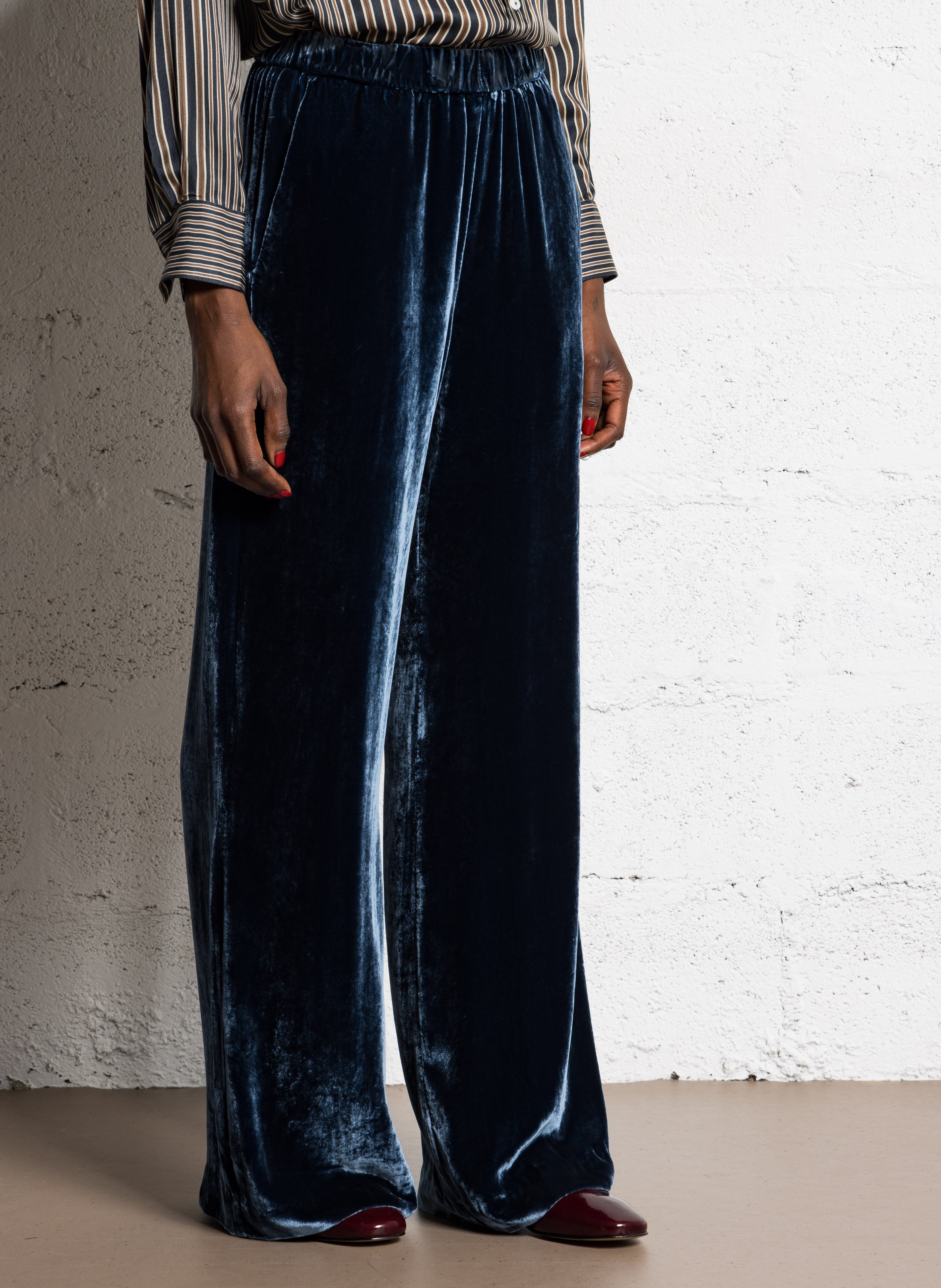 Pantalon large en velours DIEGA Bleu