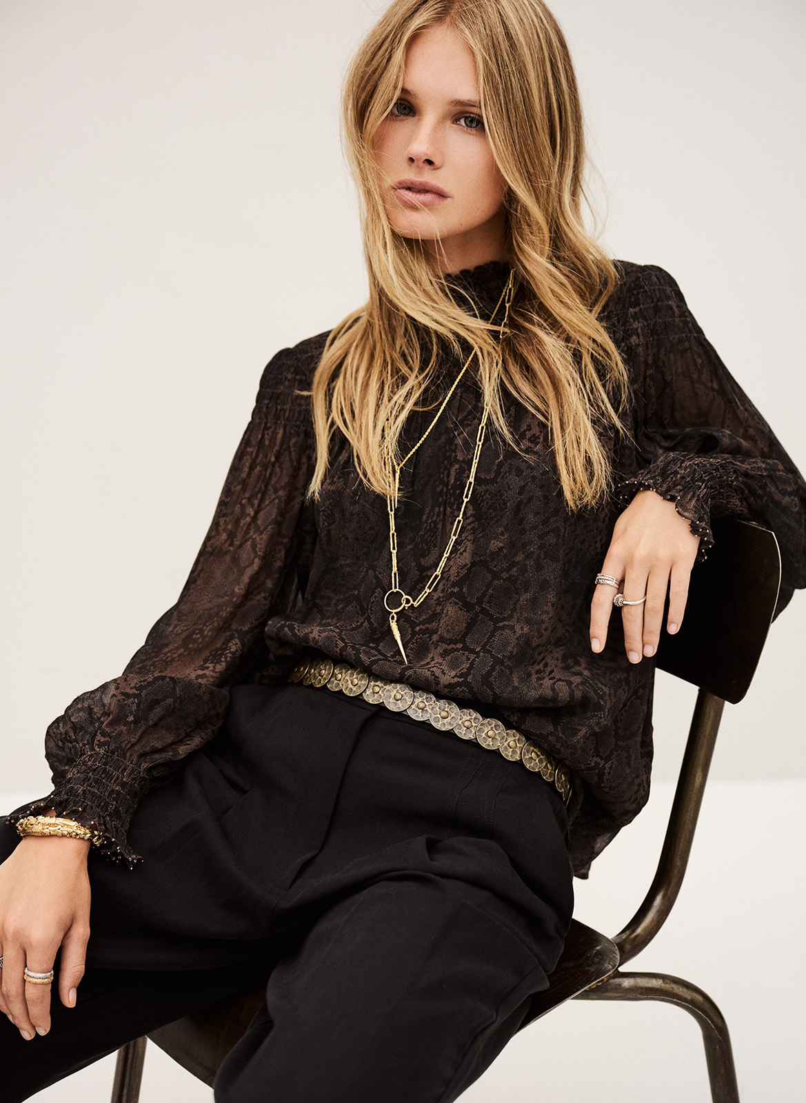 Top met opstaande kraag en print BA&SH Bruin