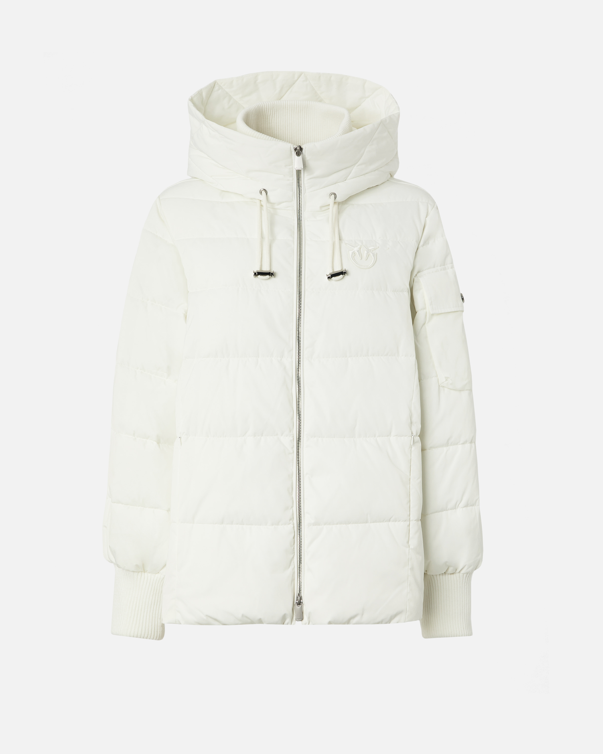 Hooded puffer jacket in technical fabric PINKO White