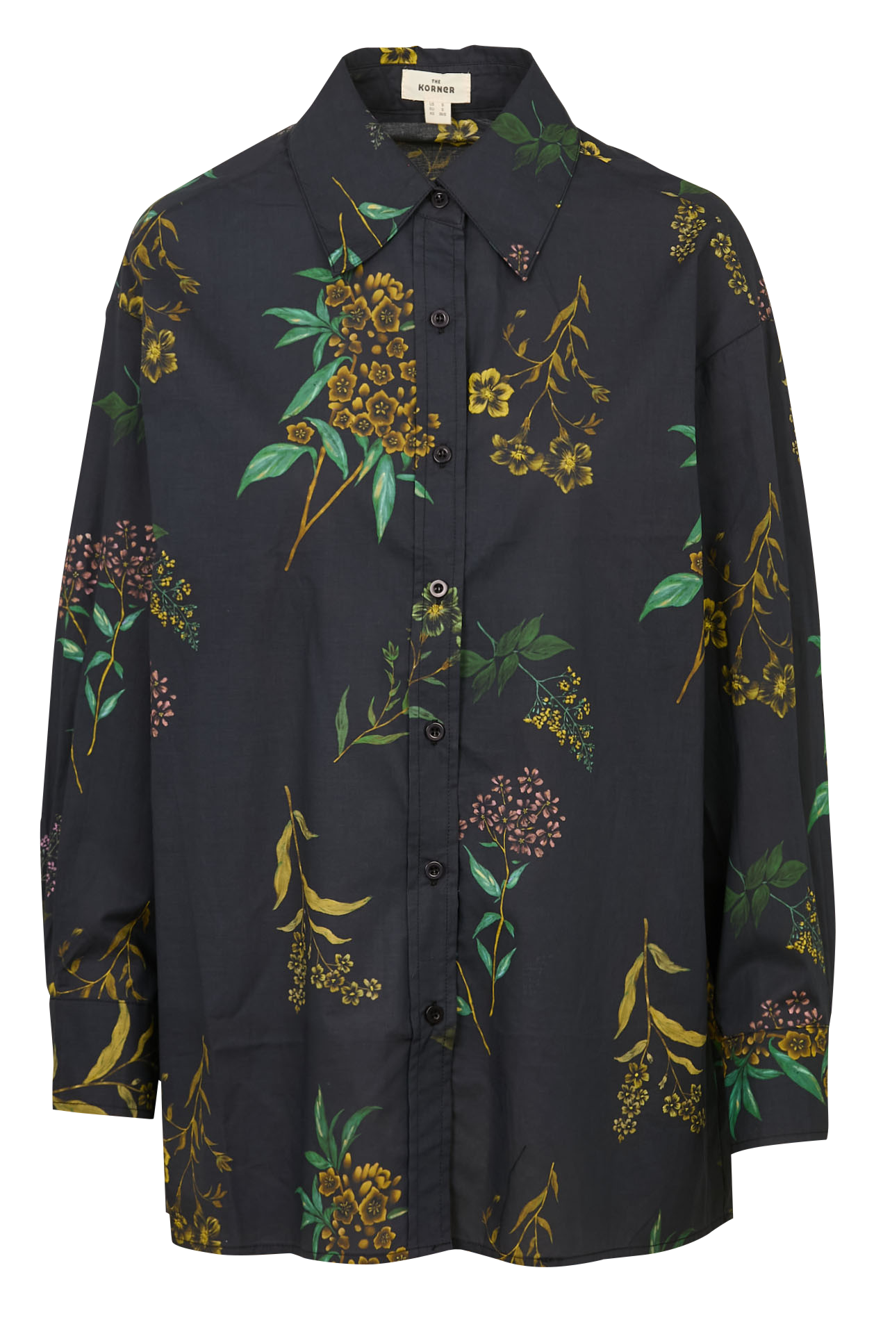 Gerade geschnittene Baumwollbluse mit Print THE KORNER Schwarz