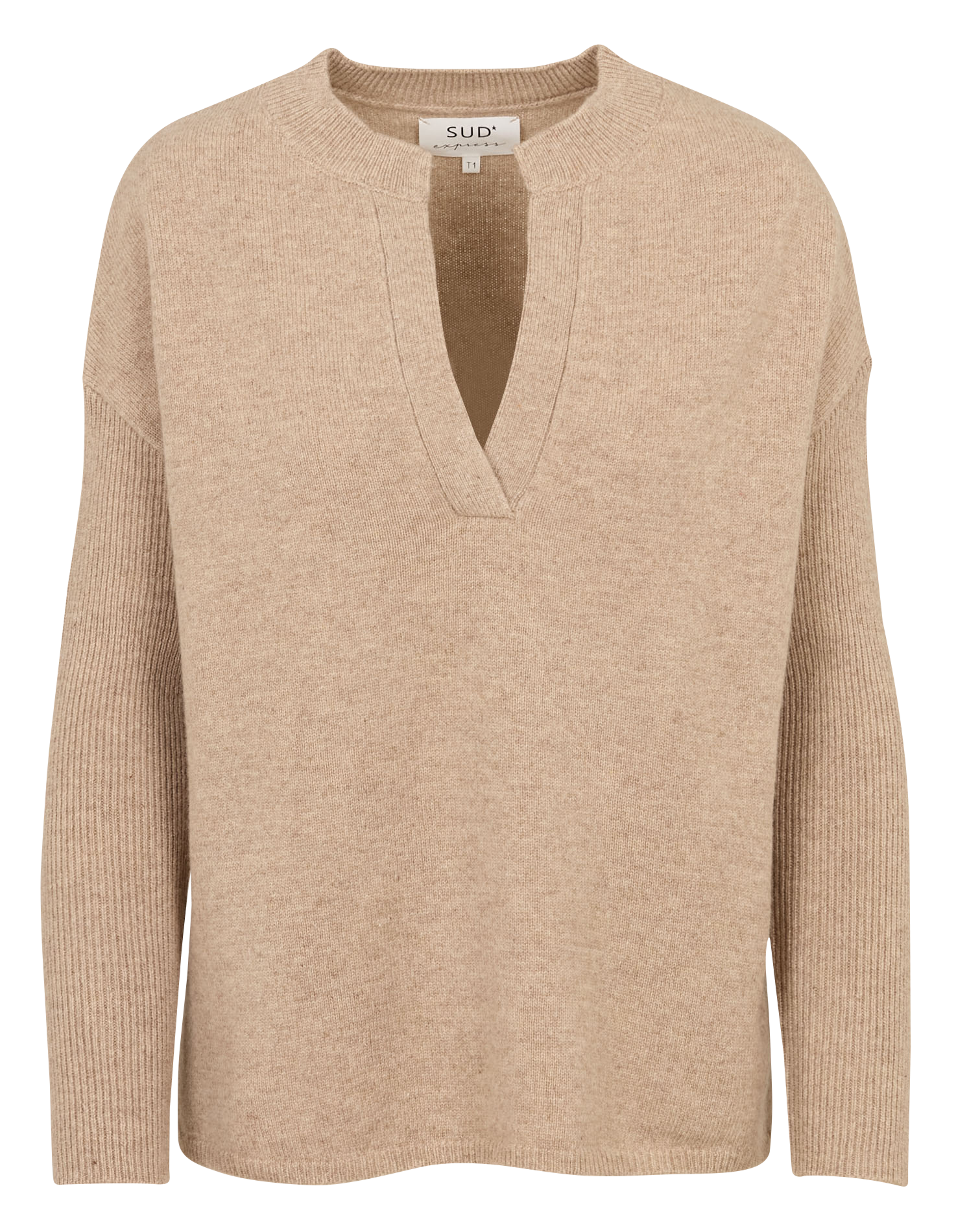 Oversized V-neck wool sweater  SUD EXPRESS Brown
