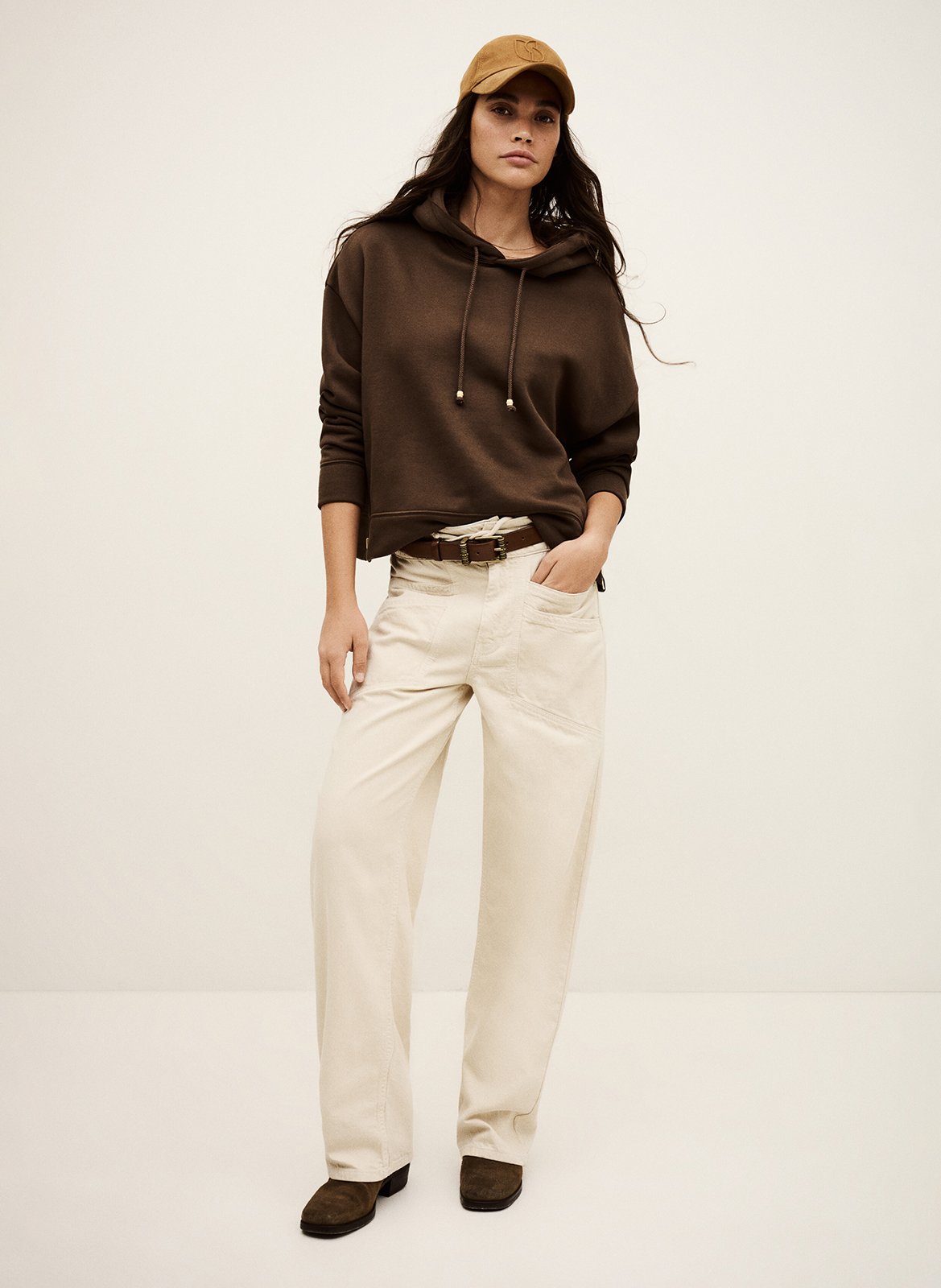 Sweat oversize à capuche en coton mélangé BA&SH Marron