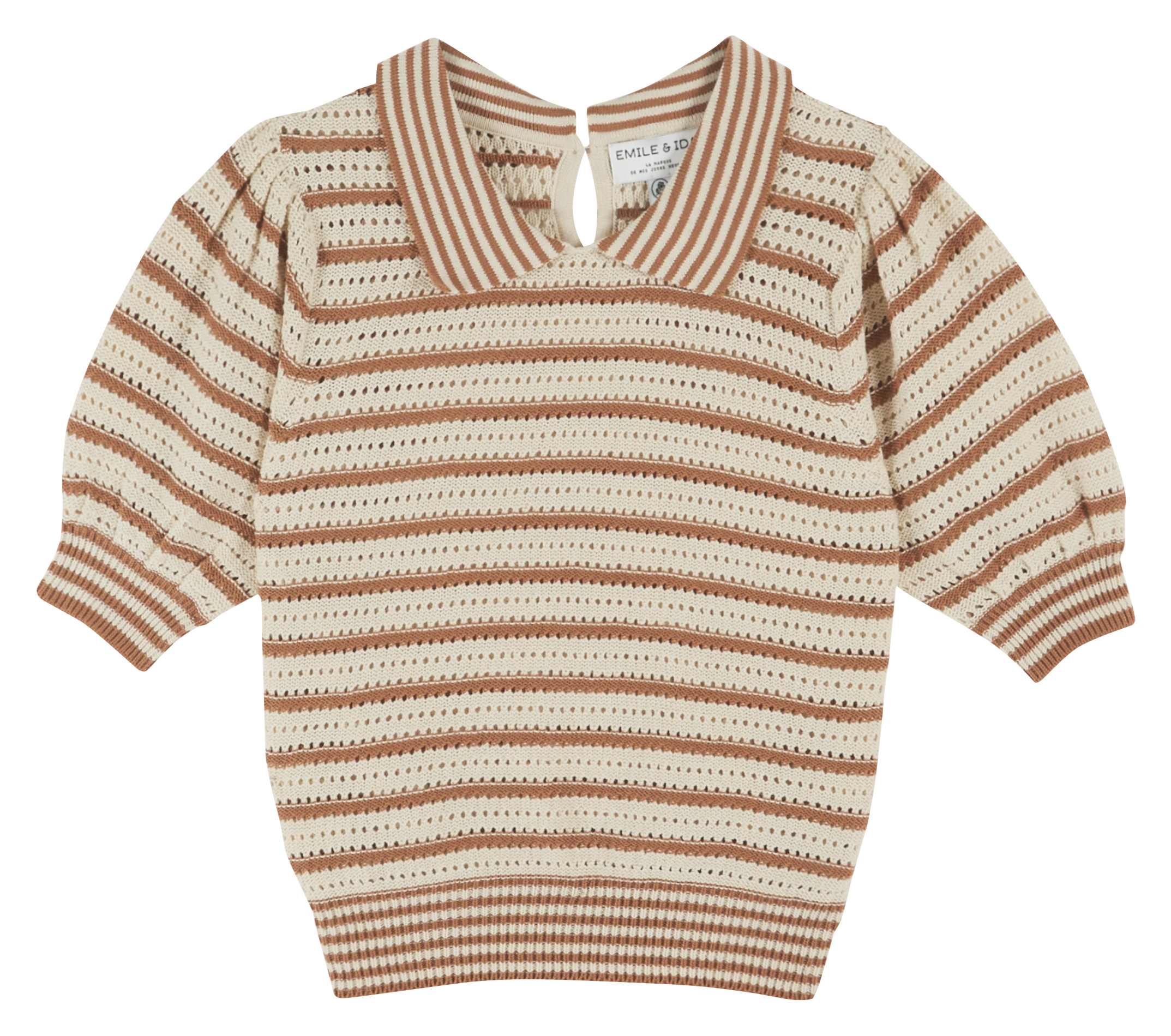 Classic crew neck sweater in organic cotton EMILE ET IDA Brown