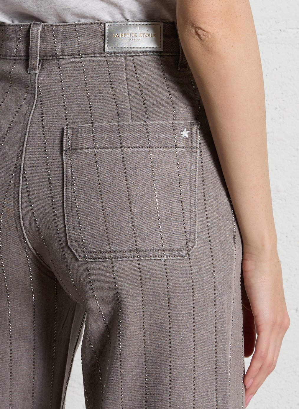 Jean flare taille haute en coton mélangé LA PETITE ETOILE Gris
