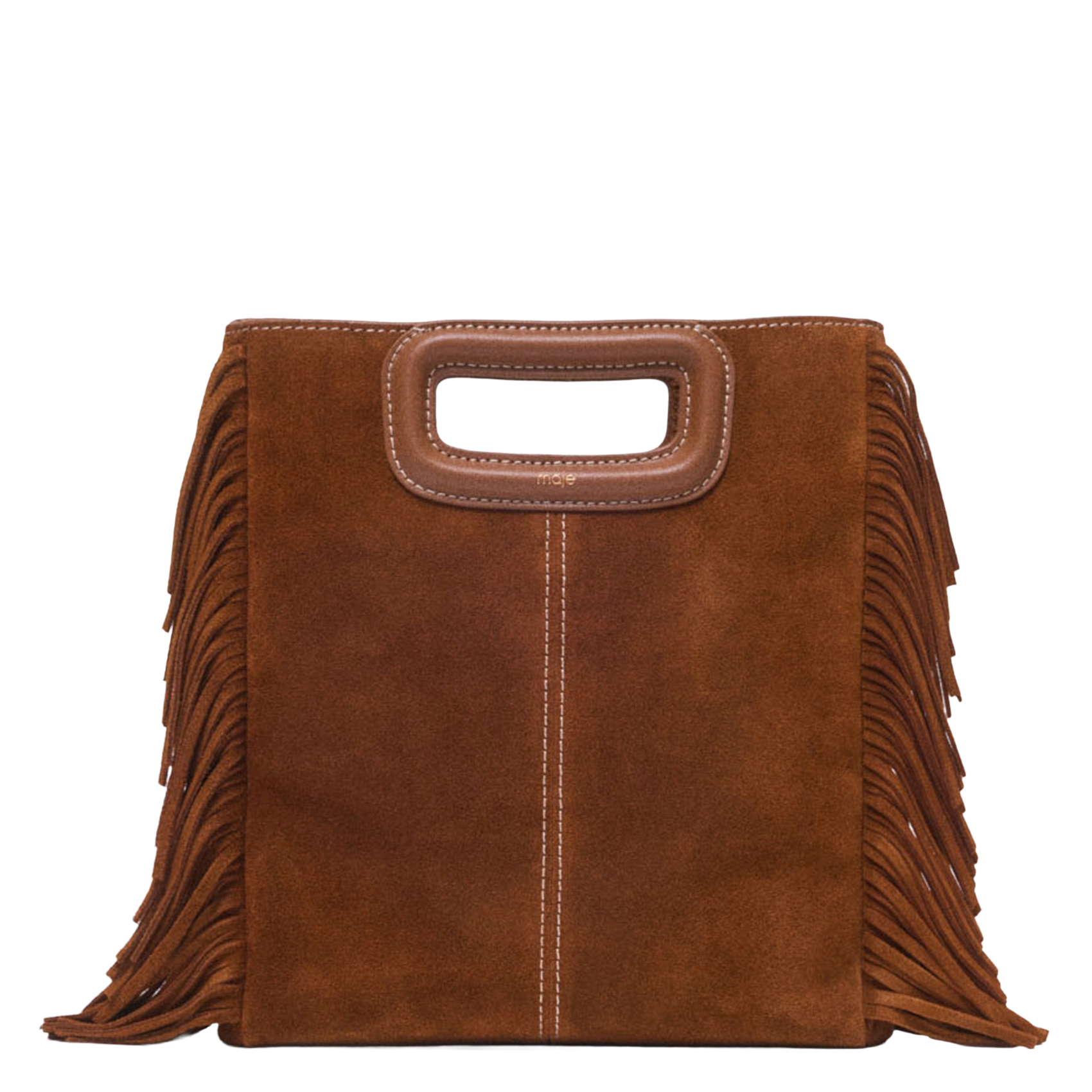 Suède schoudertas met franjes MAJE Bruin