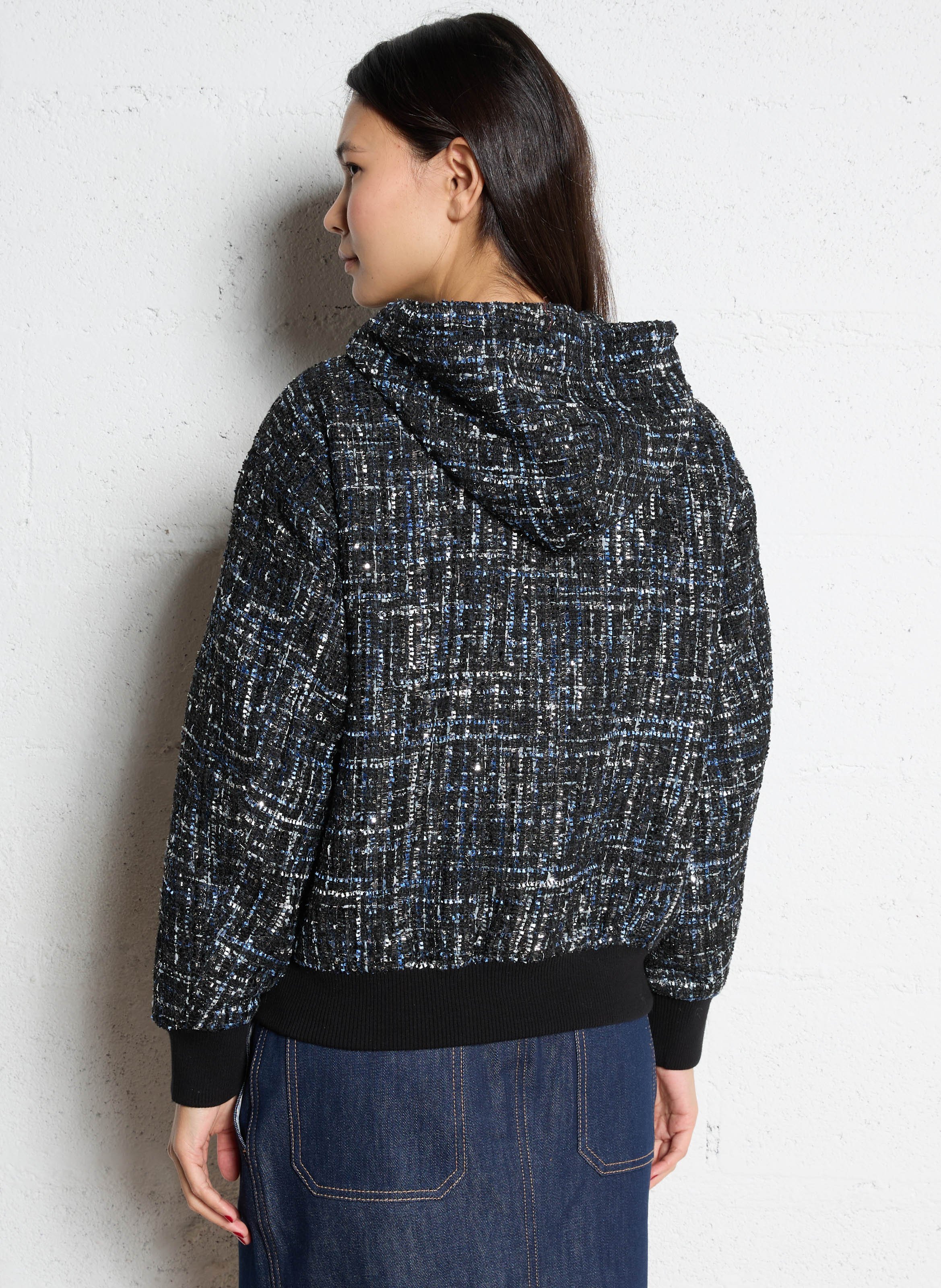 Round-neck tweed jacket BERENICE Blue