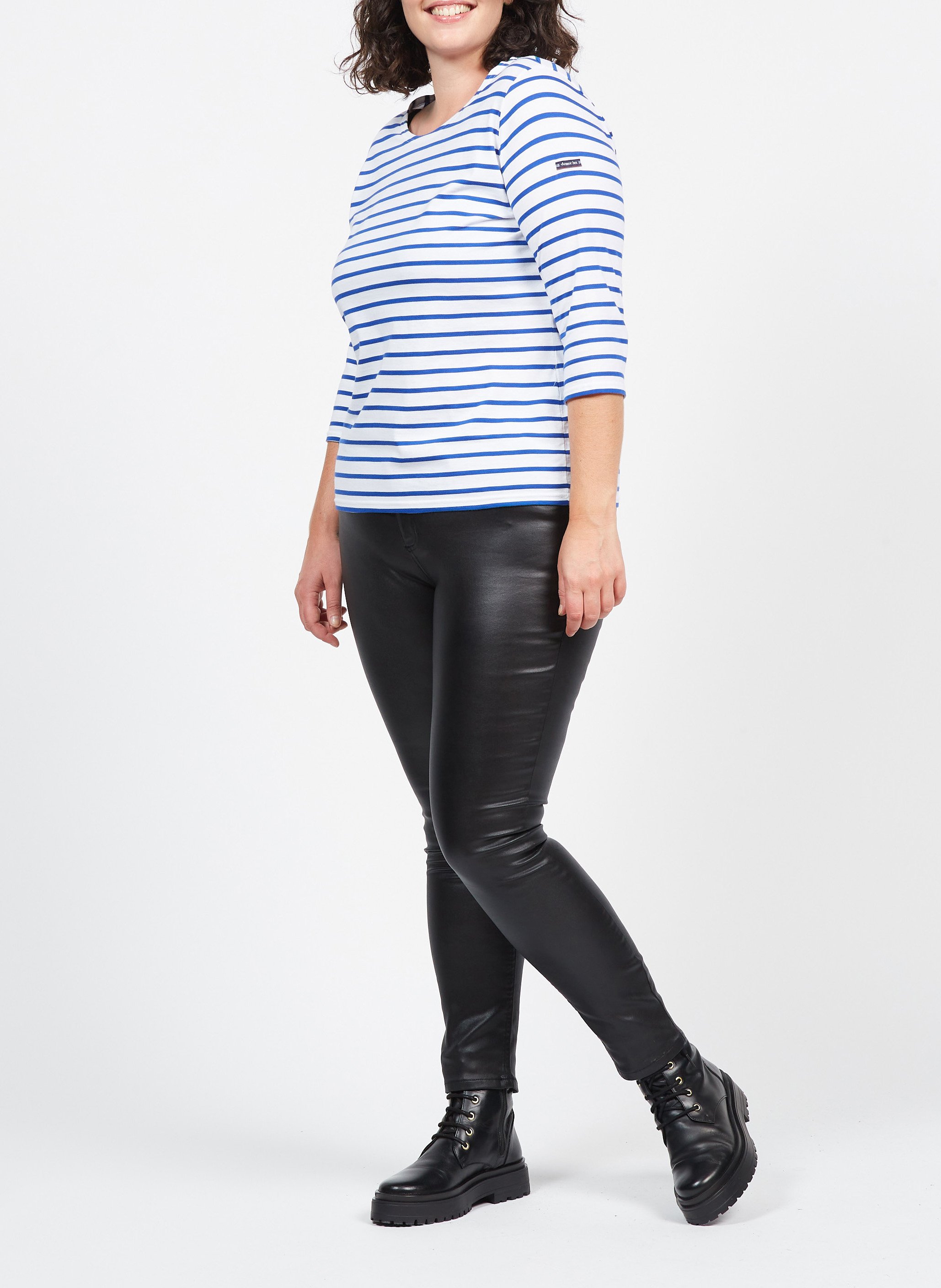 Round-neck light jersey Breton top ARMOR LUX White