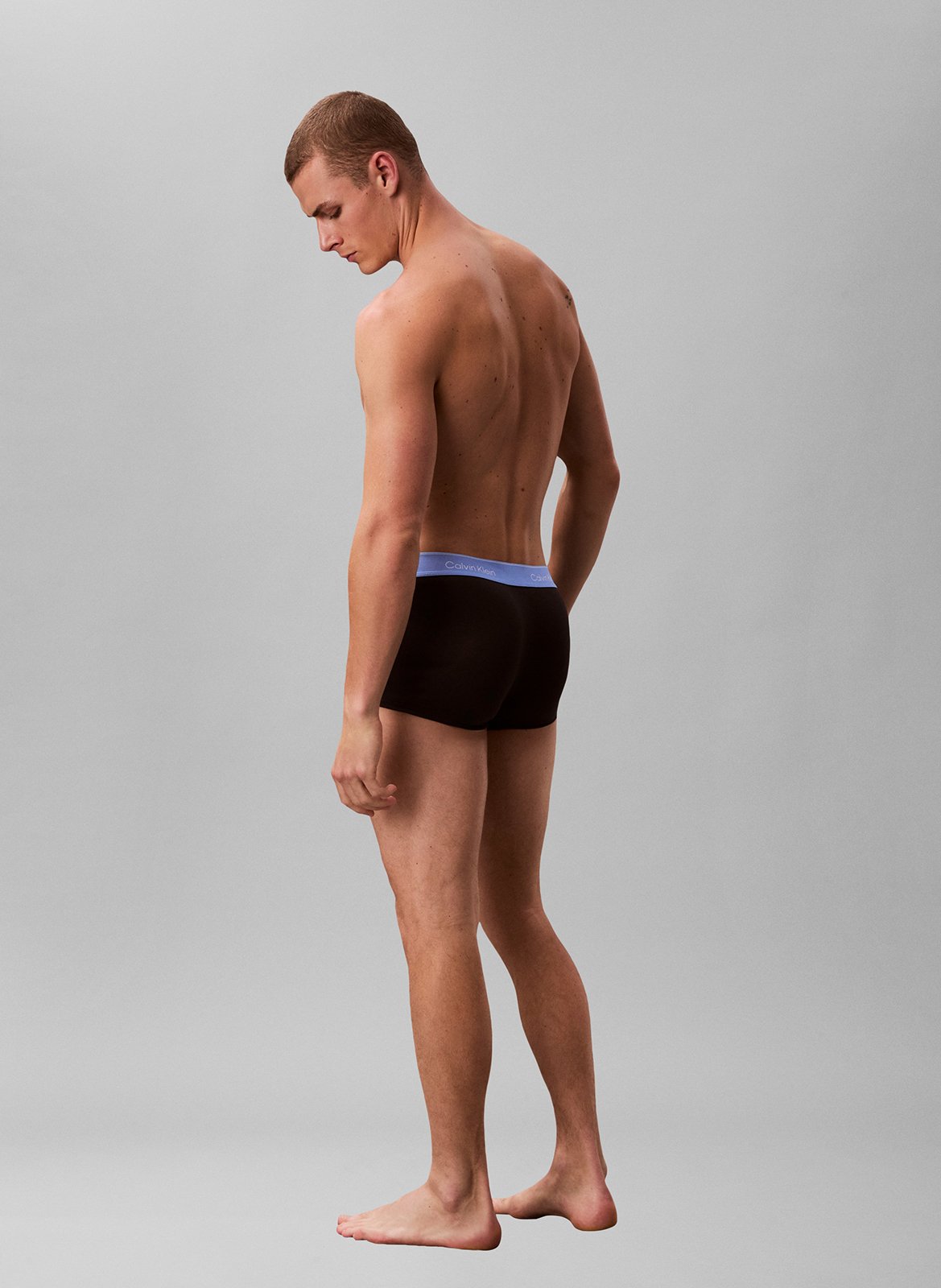 Set of 5 solid color boxer briefs in blended cotton CALVIN KLEIN UNDERWEAR Black