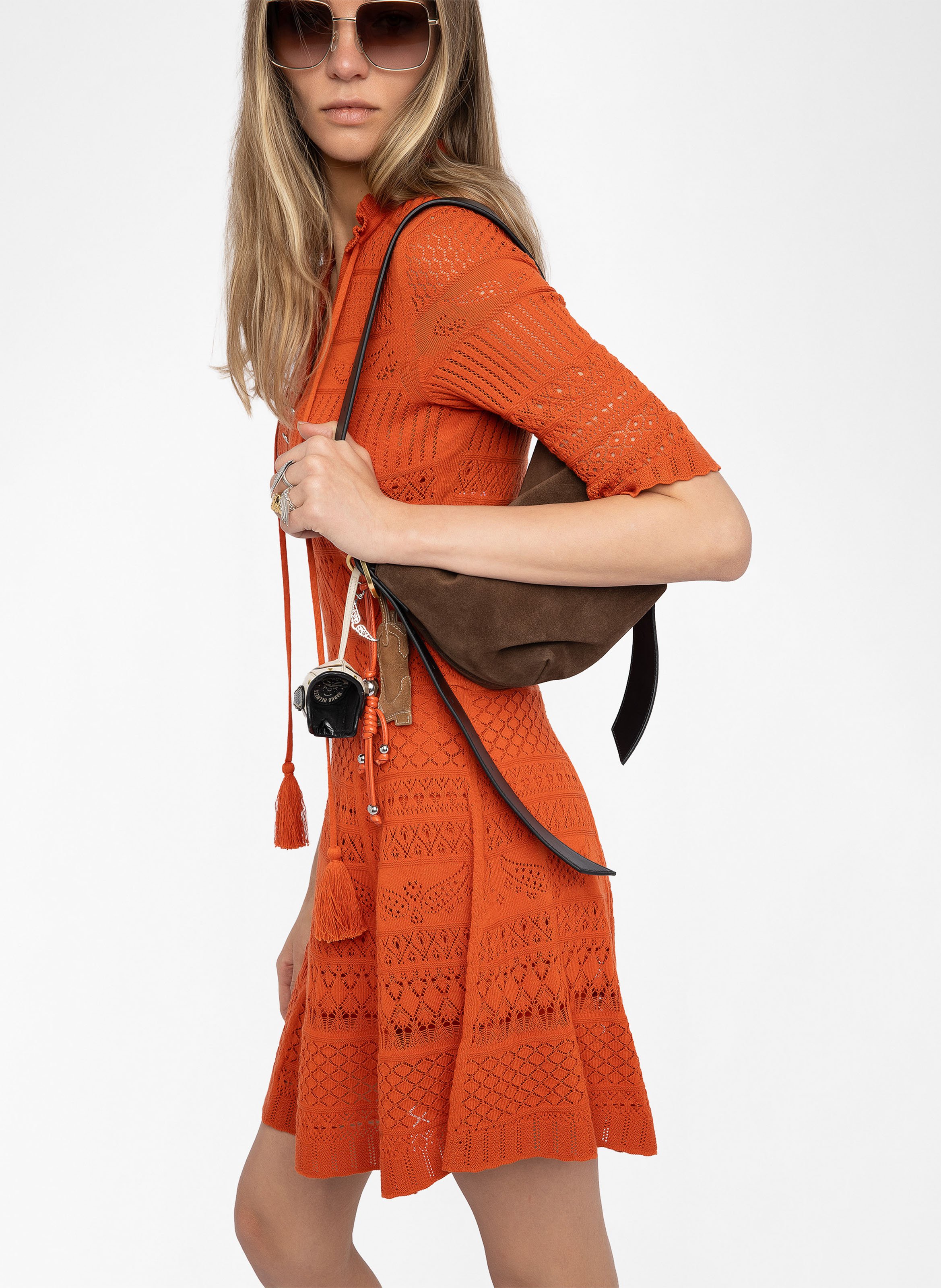 Robe courte en maille pointelle ZADIG&VOLTAIRE Orange