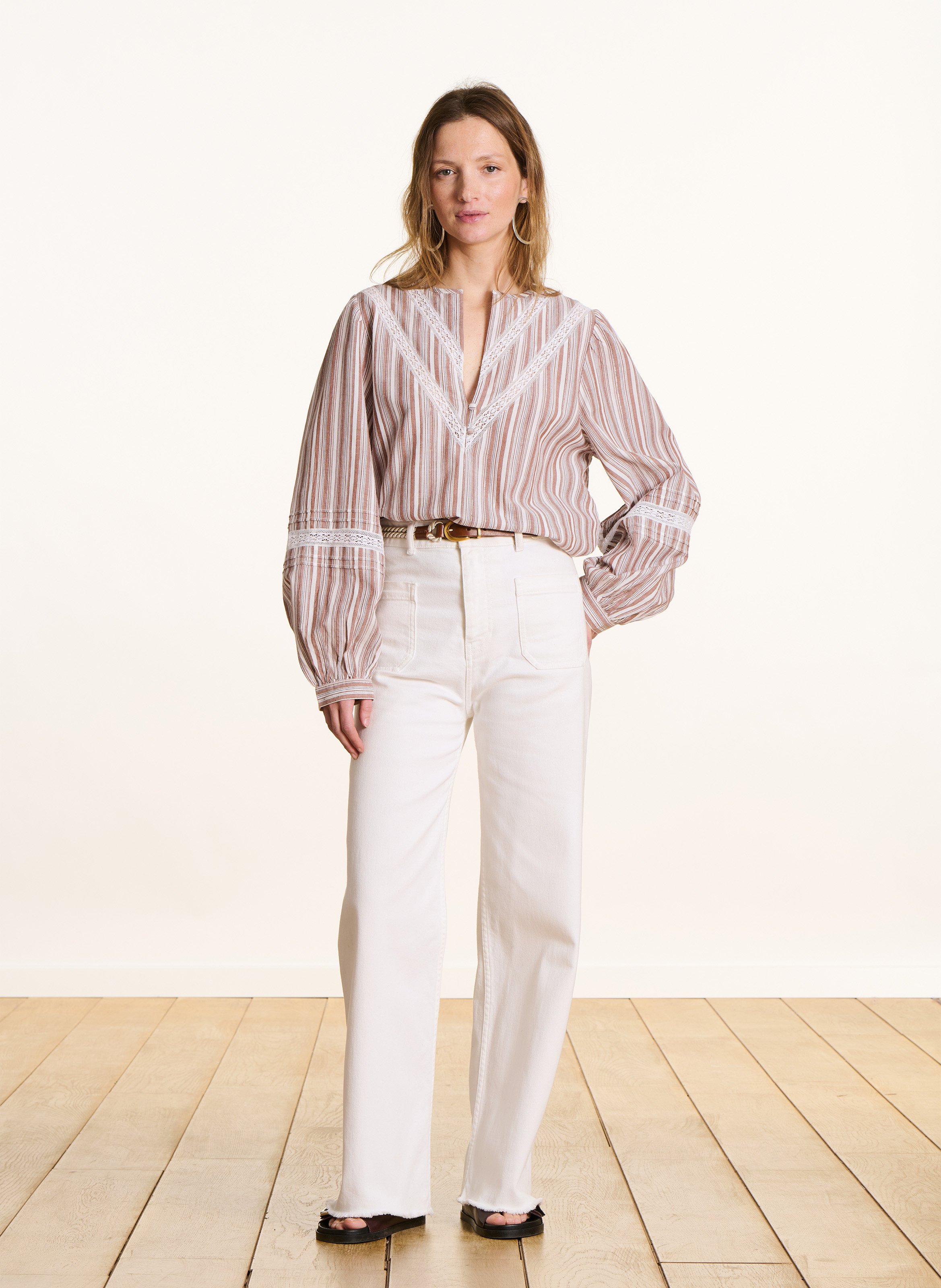 Weite Bluse aus Bio-Baumwollmischung LA FEE MARABOUTEE Braun