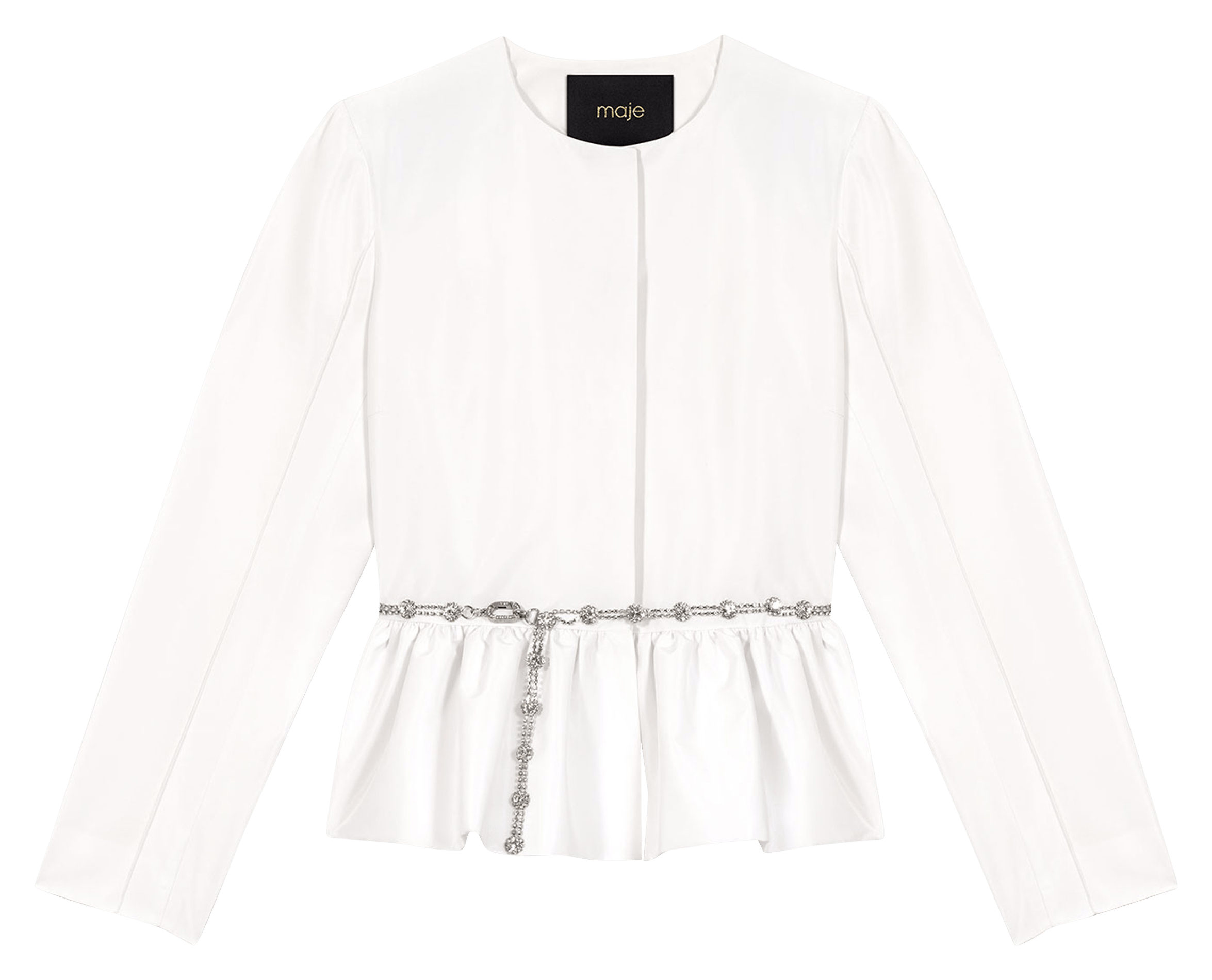 Veste courte évasée col rond MAJE Blanc