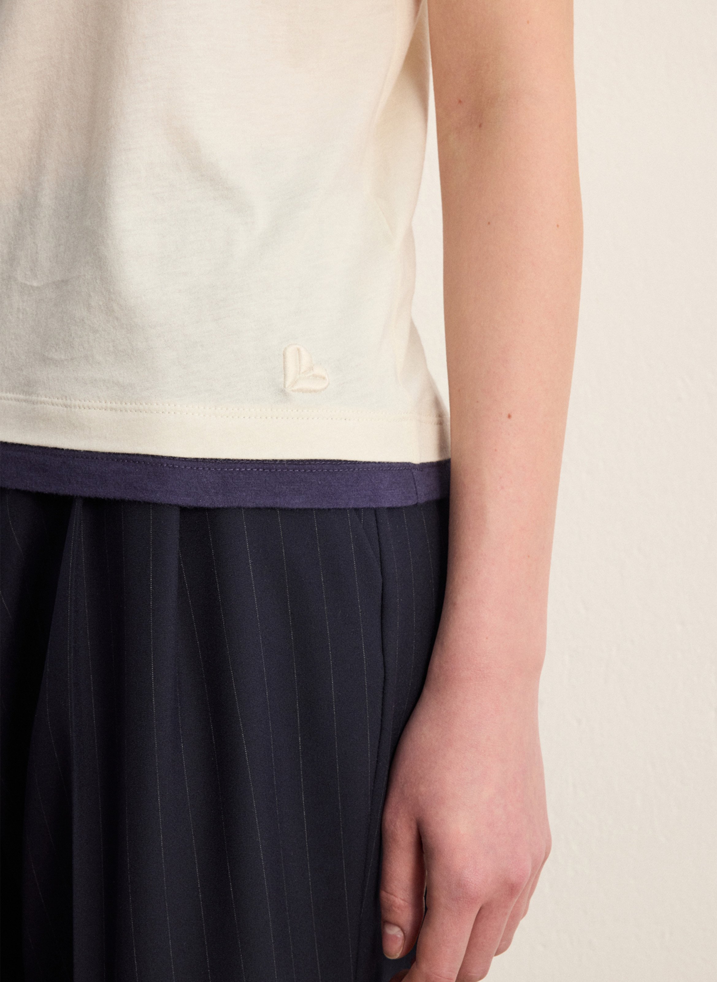 T-shirt droit col rond en coton mélangé PABLO Blanc