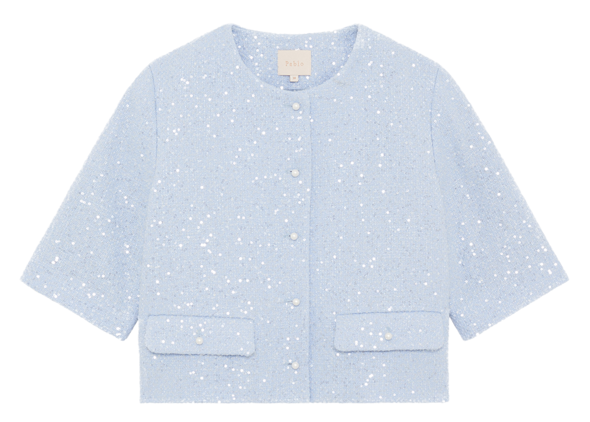 Oversized round neck embroidered jacket PABLO Blue