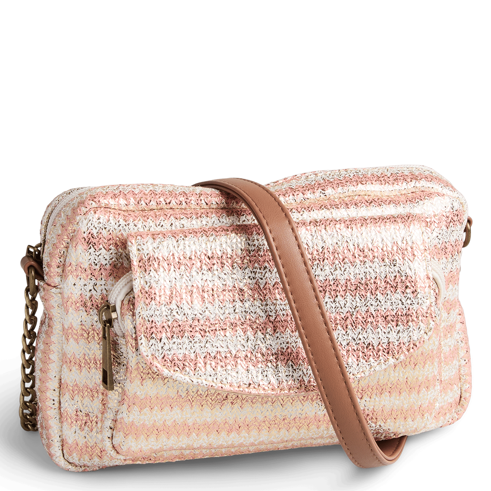 Rieten schoudertas PIECES Oranje