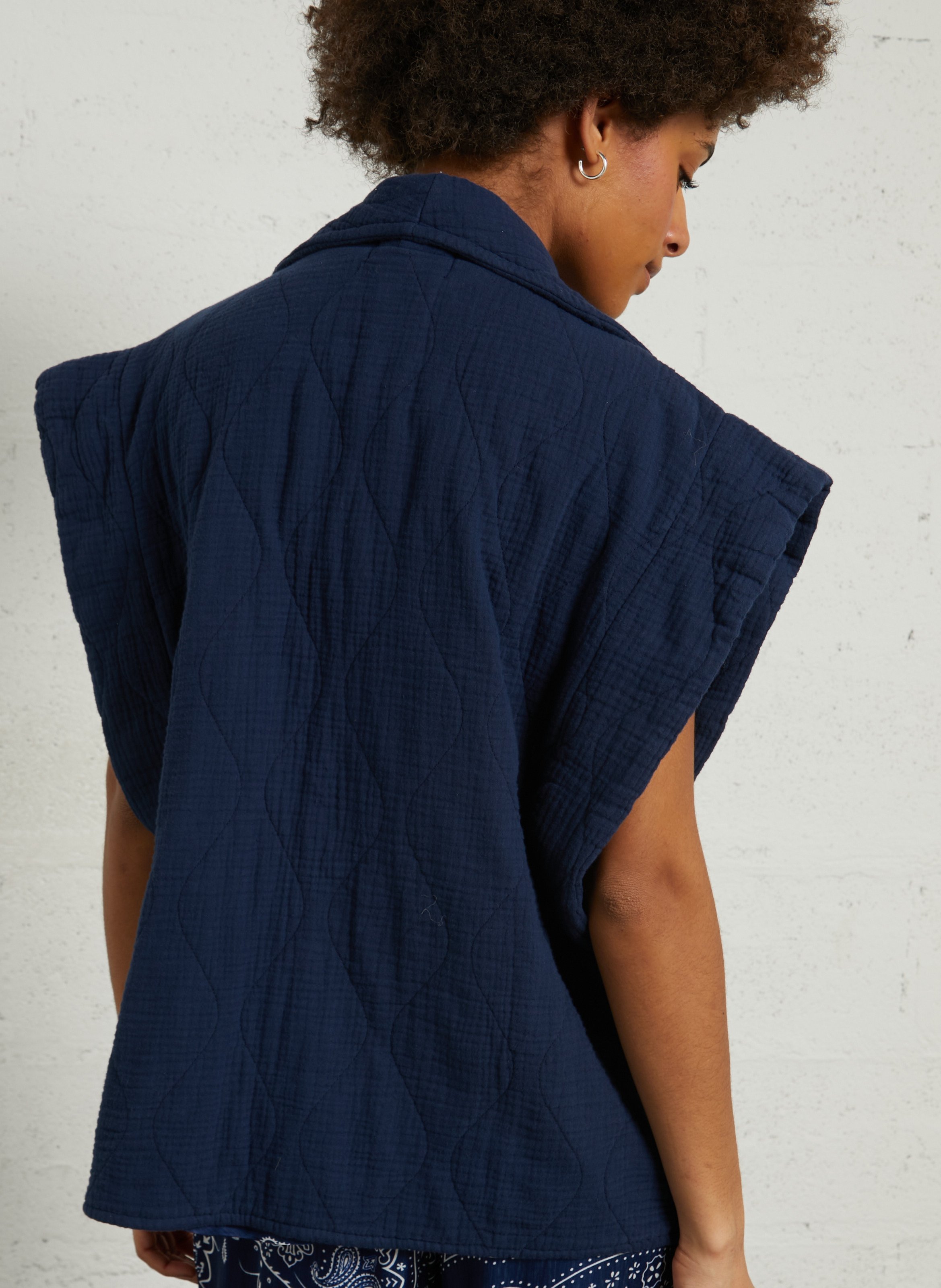 Sleeveless cotton gauze jacket AOKYANOS Blue