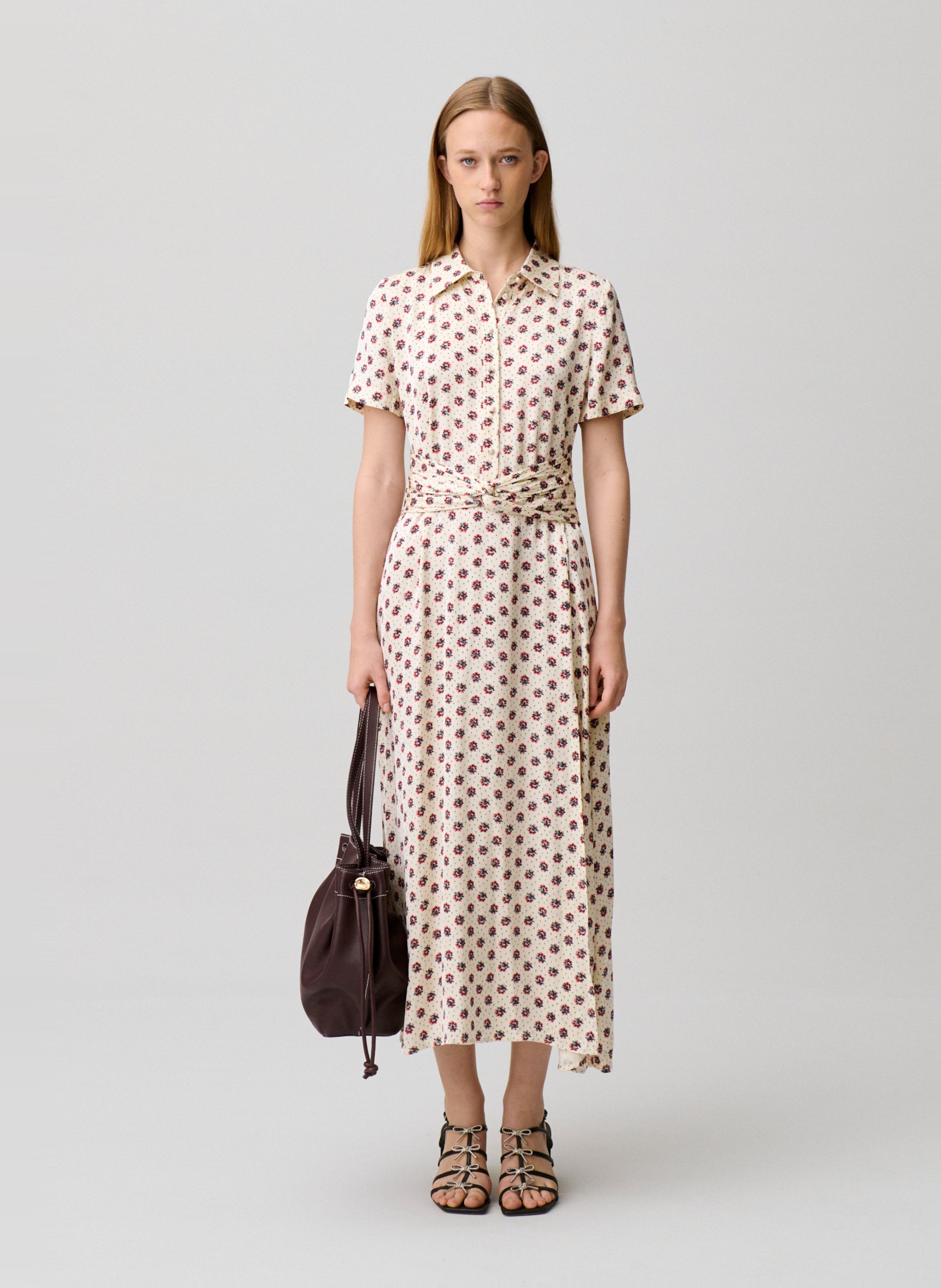 Robe midi drapée à motif CLAUDIE PIERLOT Multicolore