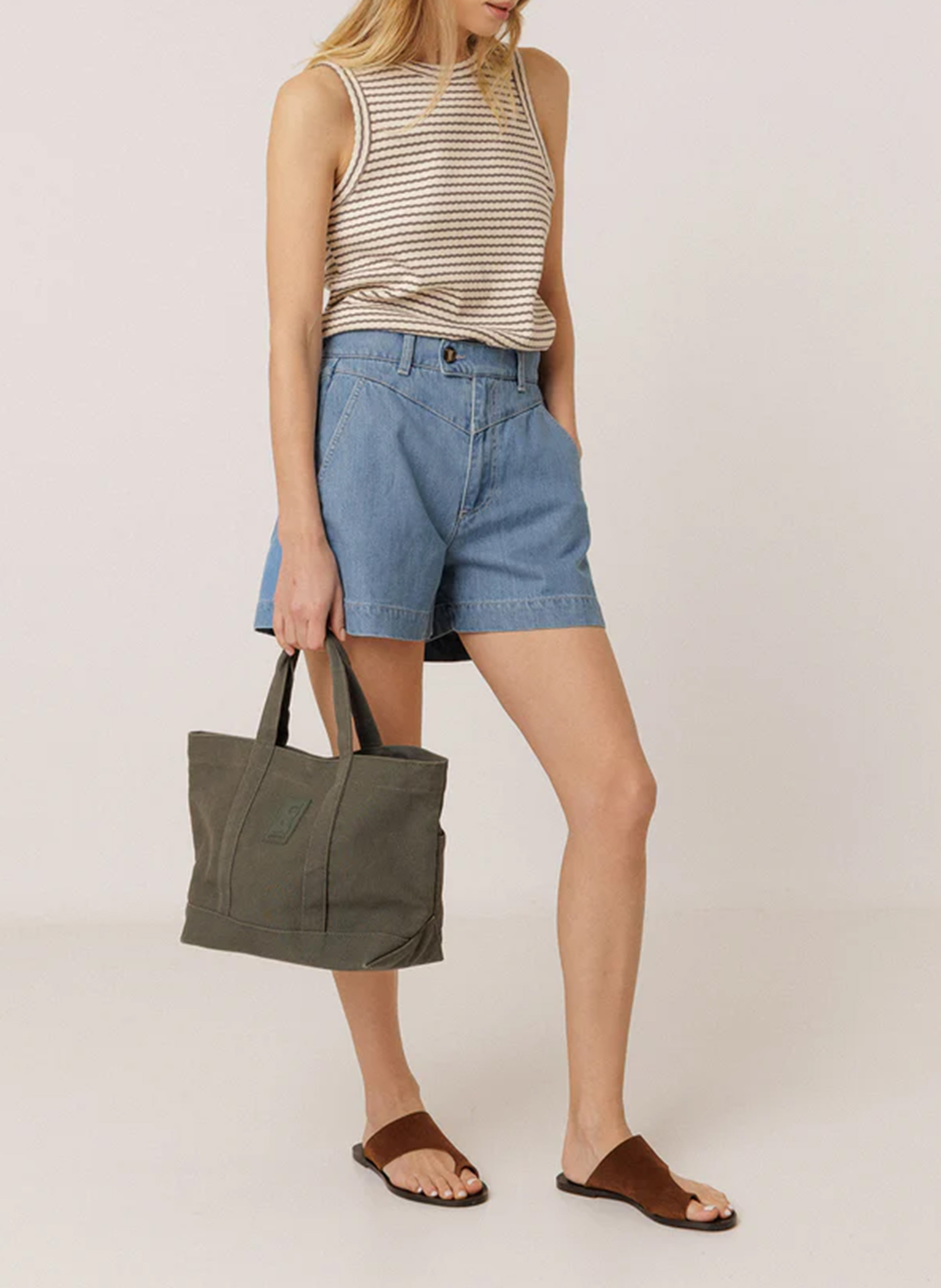 Short large taille haute INDI & COLD Bleu