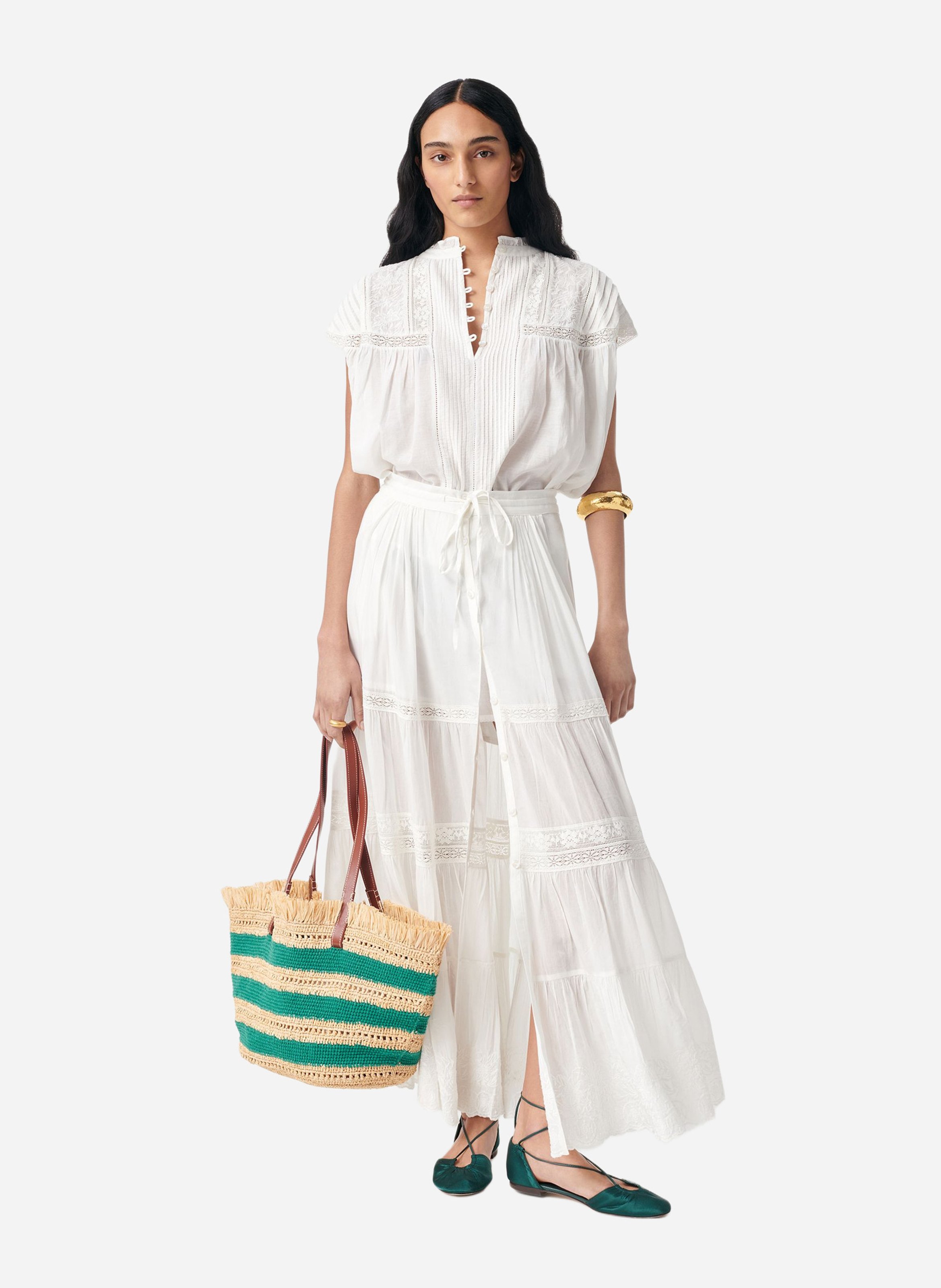 Oversized round neck blended cotton blouse VANESSA BRUNO White