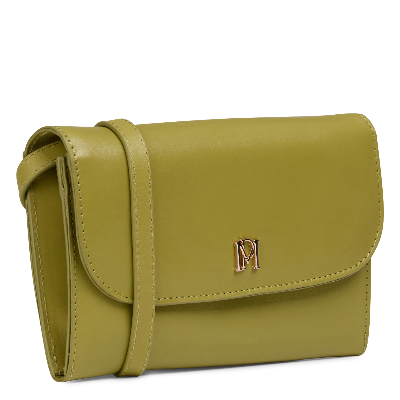Leather cardholder with shoulder strap PETITE MENDIGOTE Green