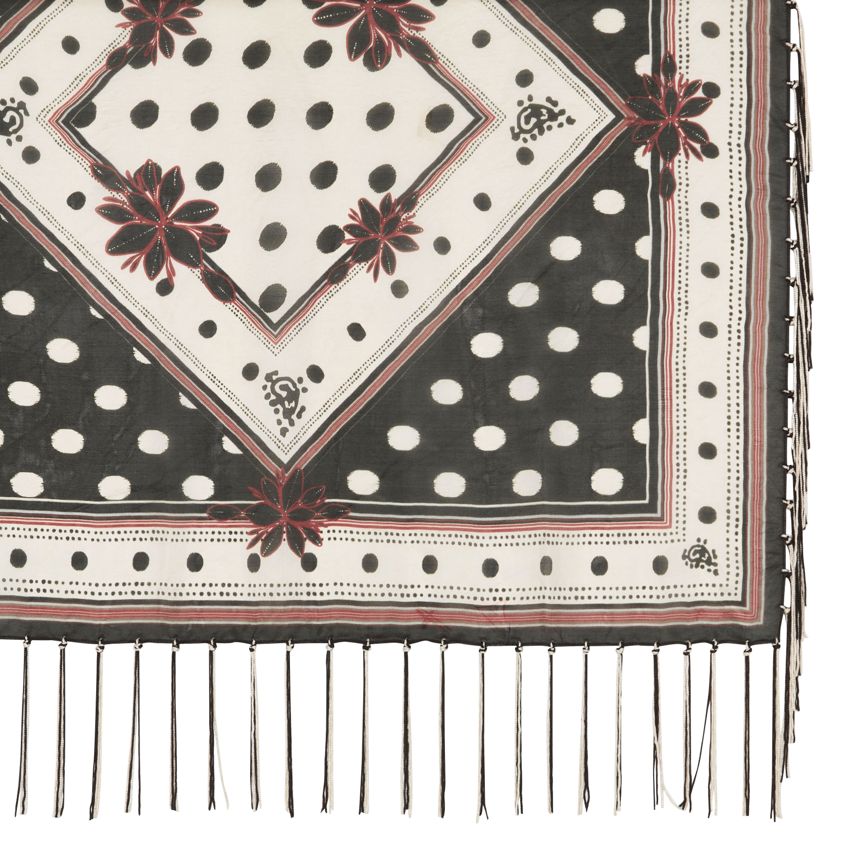 Foulard carré imprimé avec franges DIEGA Multicolore