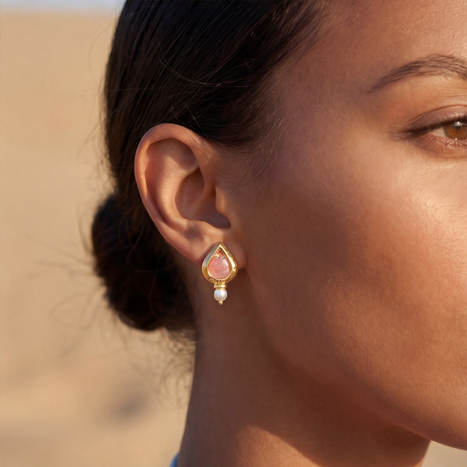 Stud earrings with pierced stems, gold-plated SATELLITE PARIS Pink