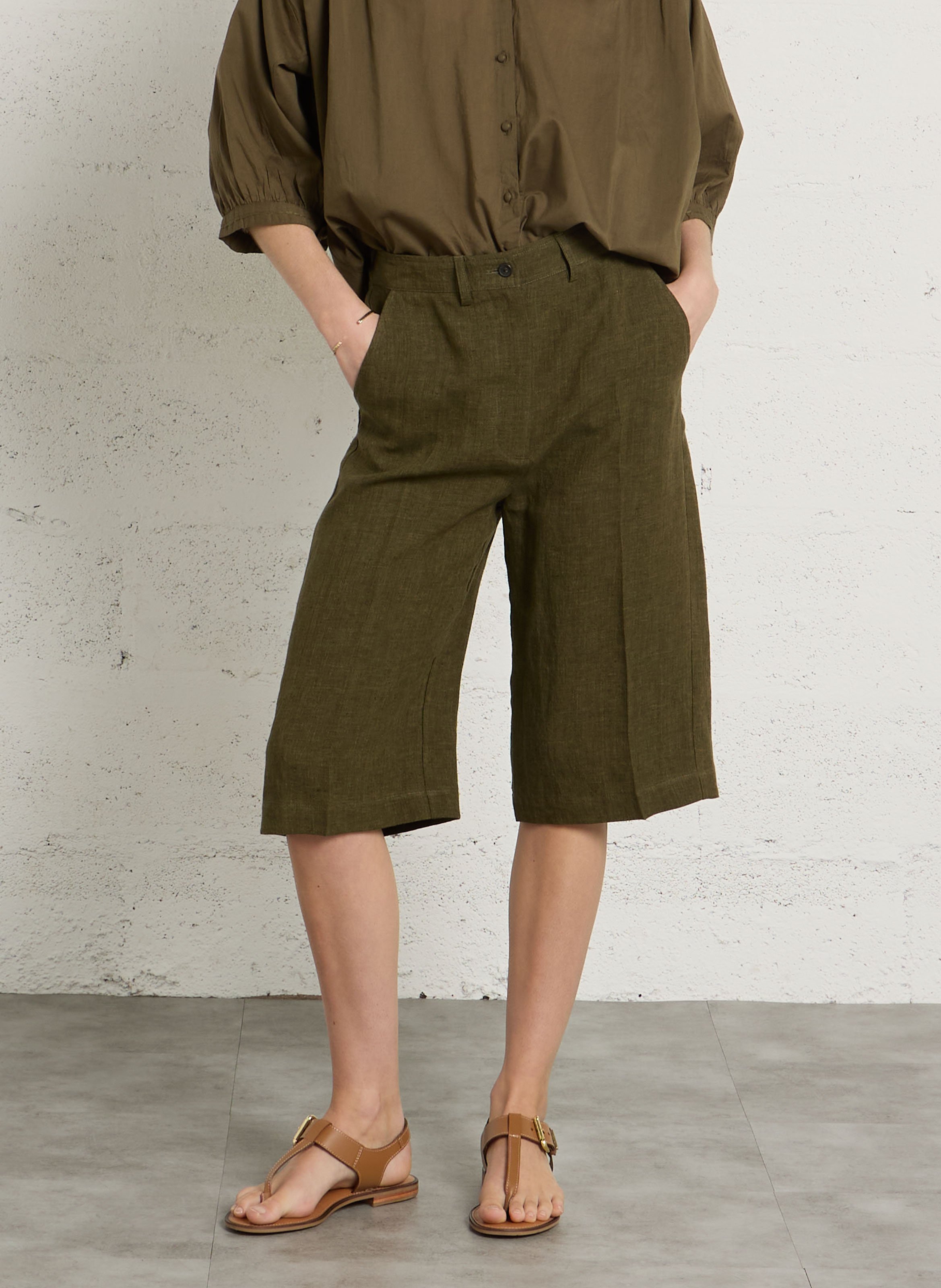 Bermudz droit taille haute en lin DIEGA