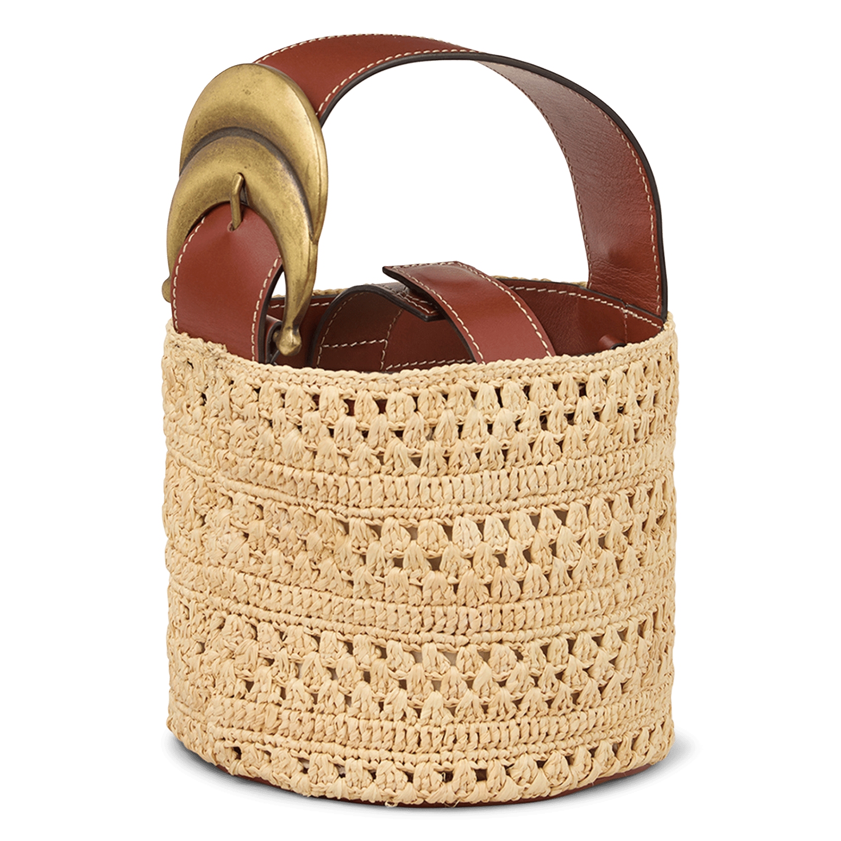 Sac seau en raphia BA&SH Marron