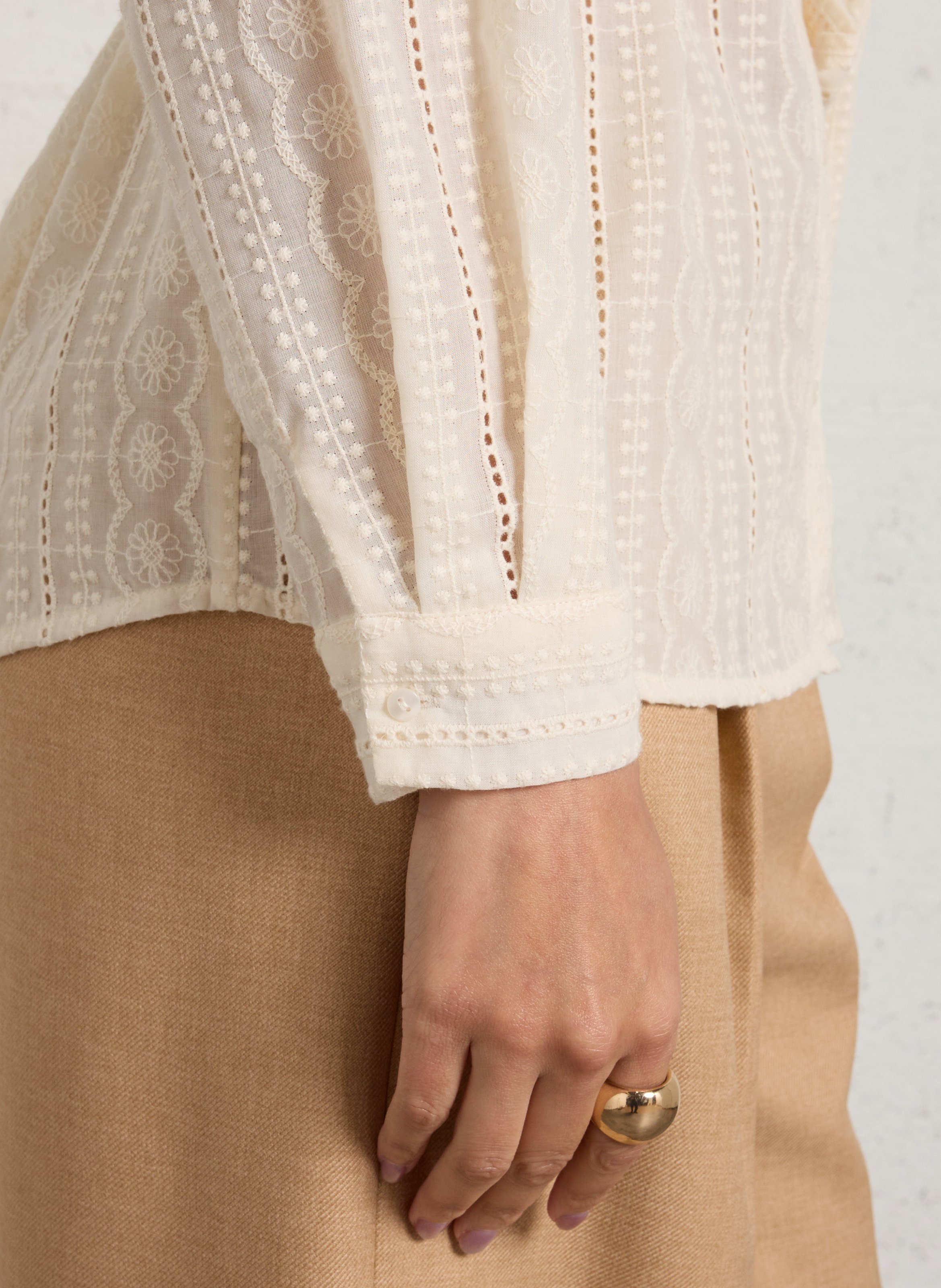 Chemise oversize brodée MAISON 123 Beige