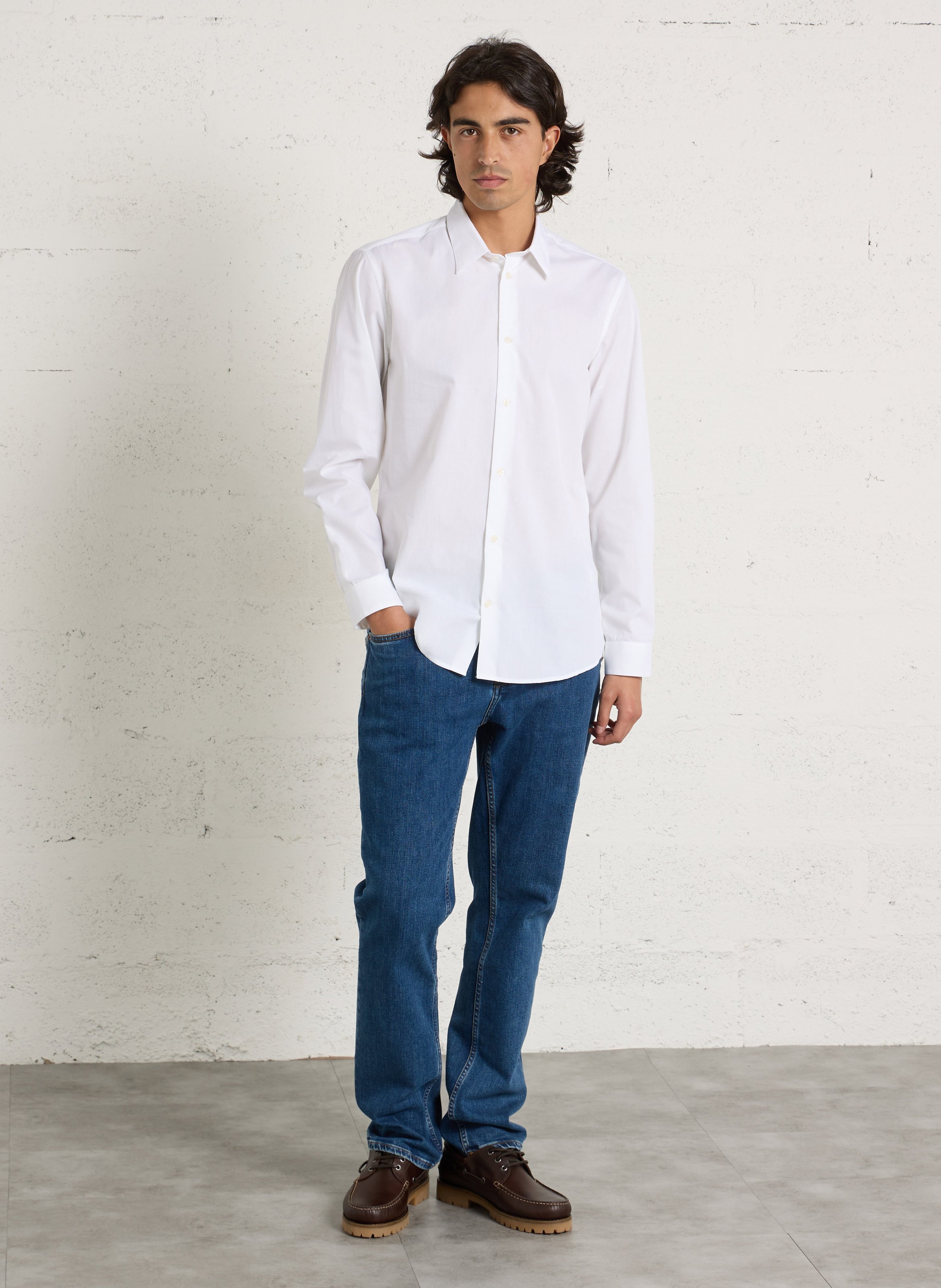Slimfit-Hemd aus Baumwolle AU PRINTEMPS PARIS Weiss