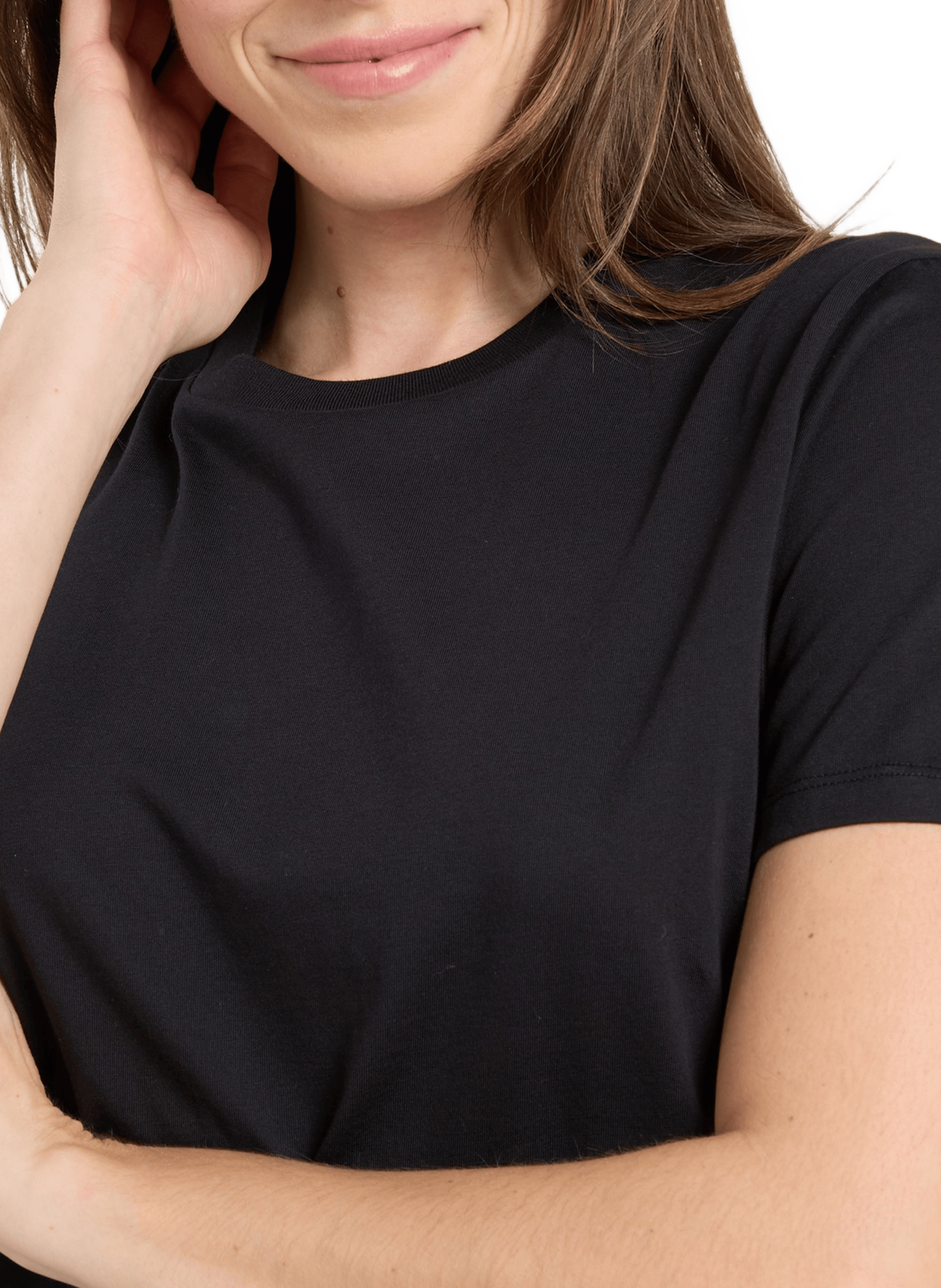 Tee-shirt col rond en coton | Noir SAISON 1865 Femme