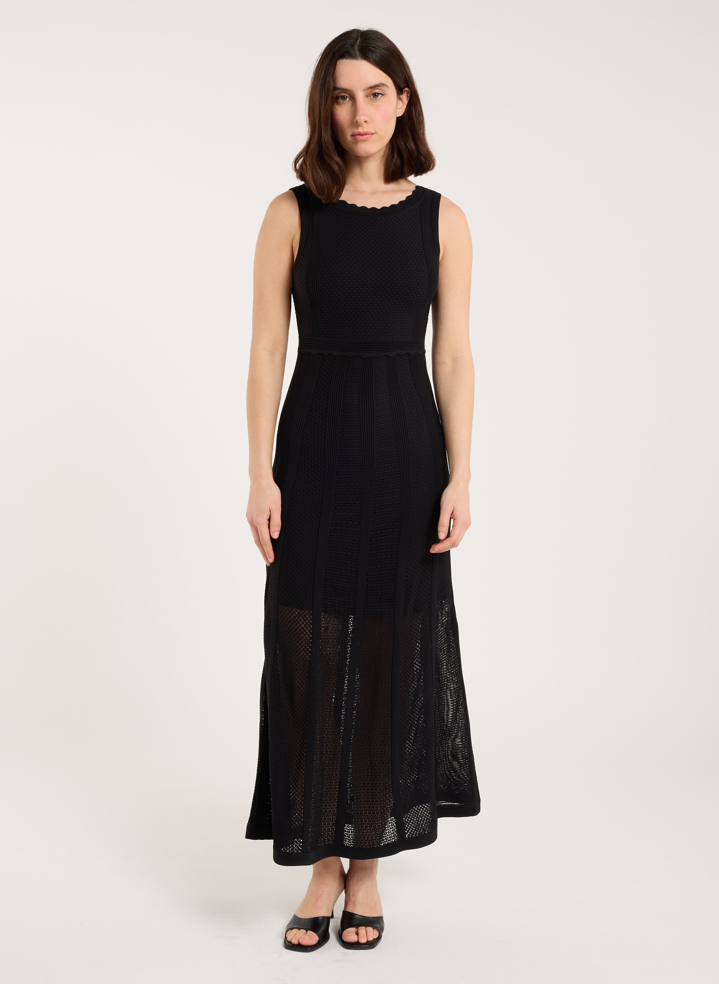 Long round-neck knit dress SAISON 1865 Black