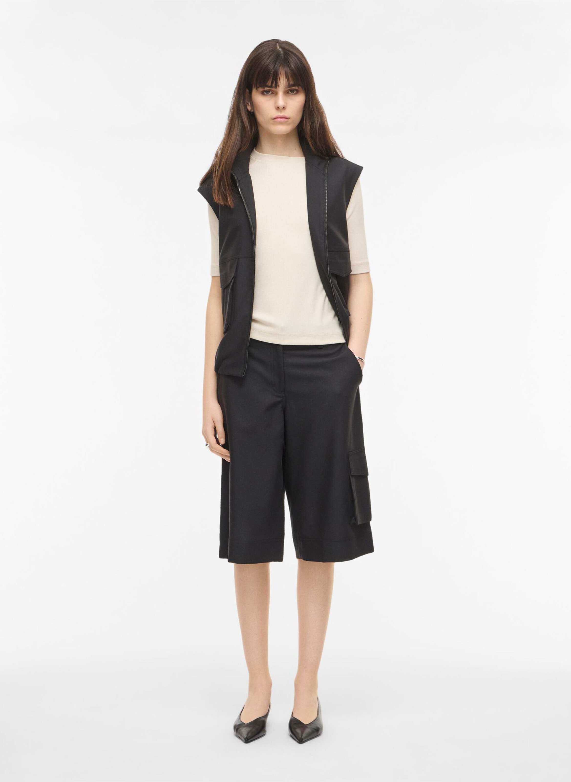 High-waisted plain Bermuda shorts ROUGE EDIT Grey