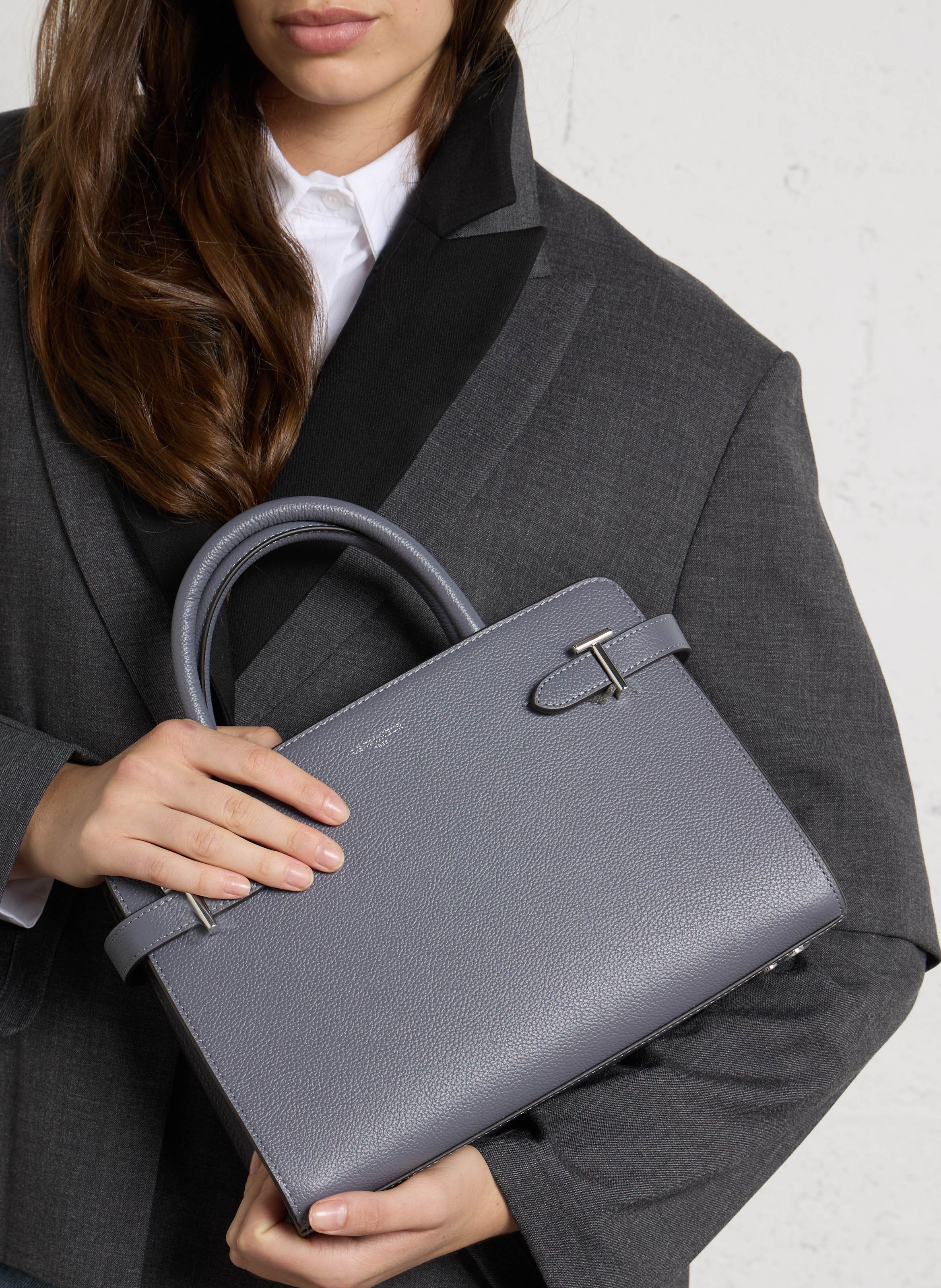 Handtas van generfd leer LE TANNEUR Blauw