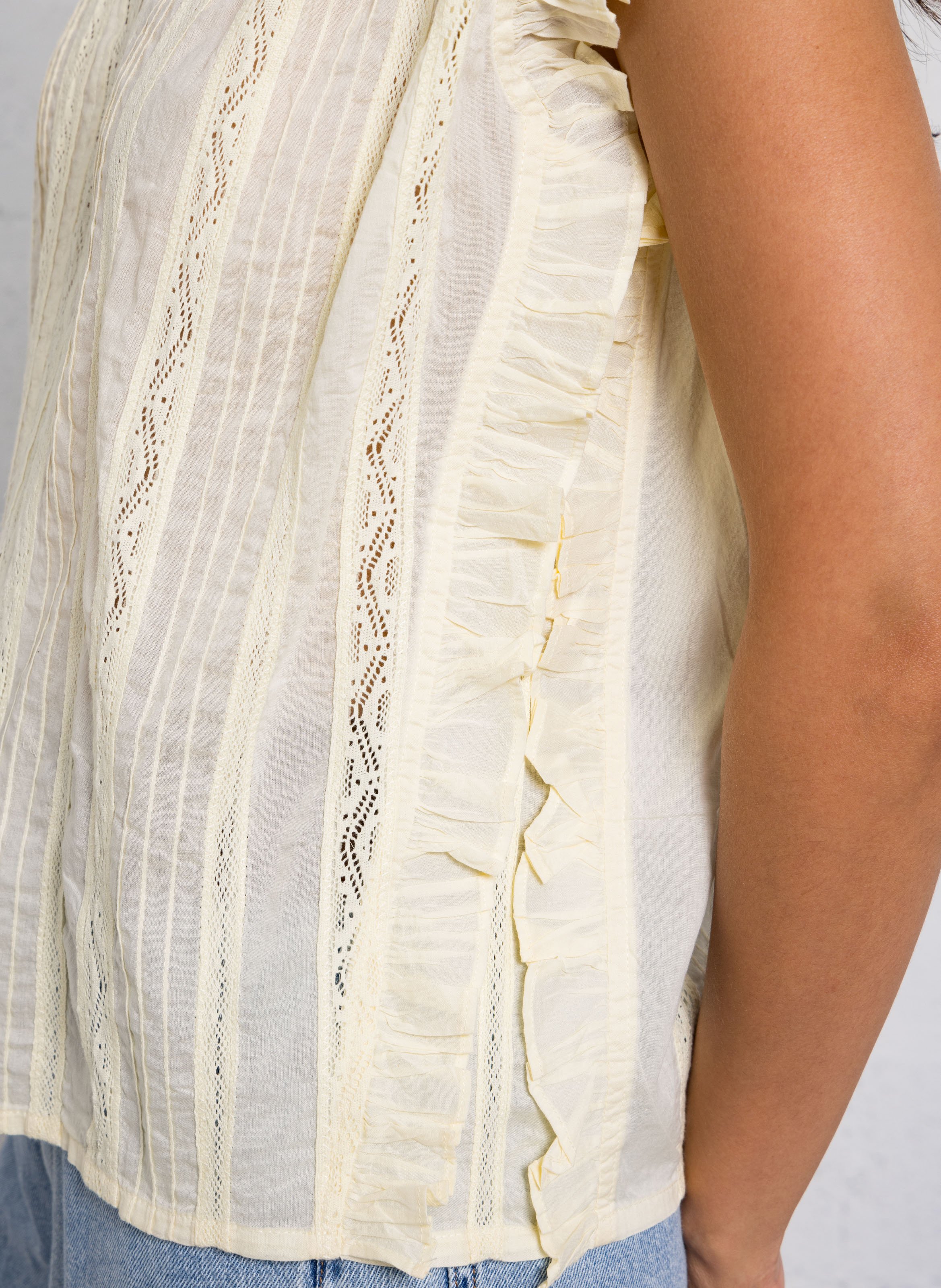 V-neck cotton top MAISON 123 Beige