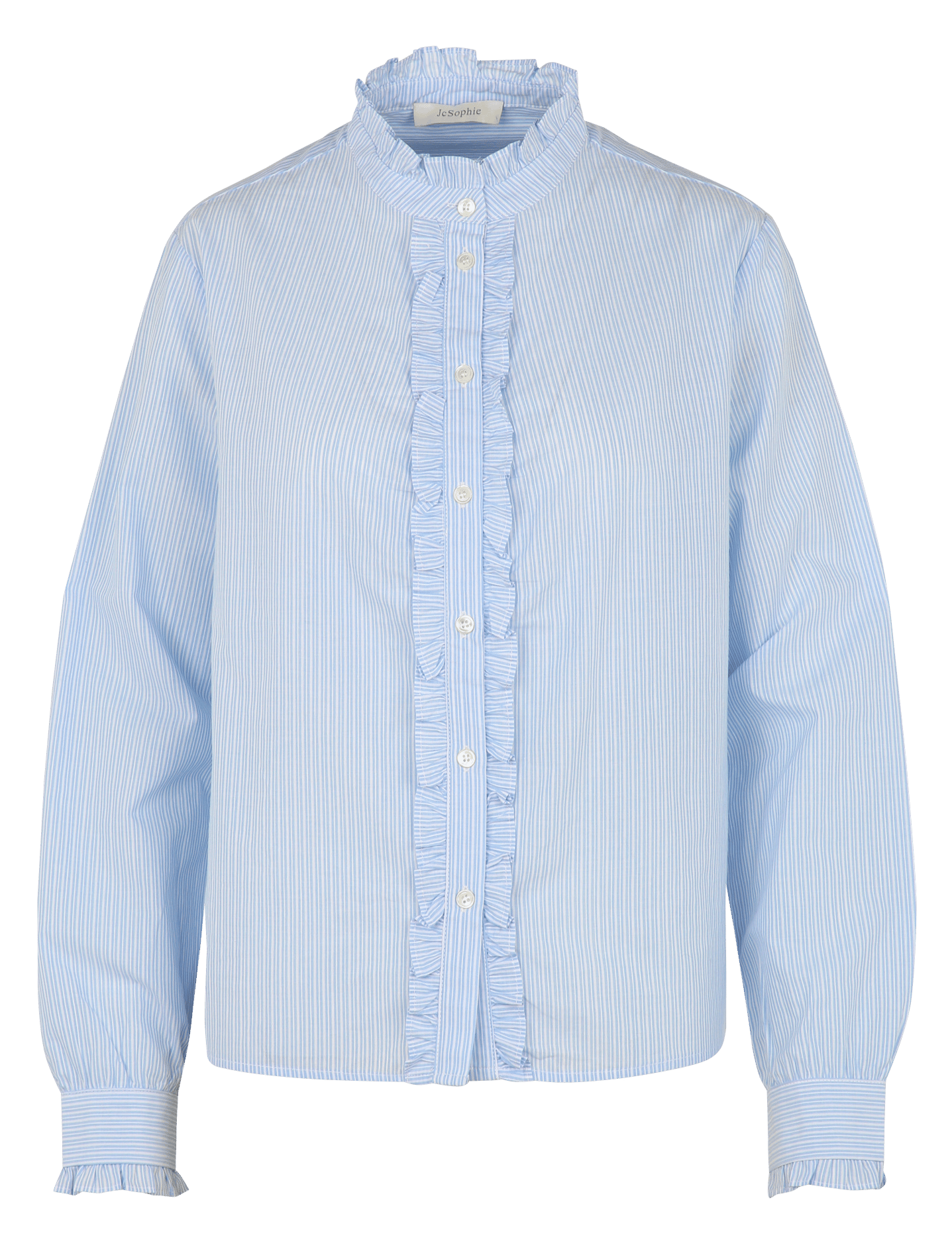 Straight striped cotton shirt with classic collar JC SOPHIE Blue