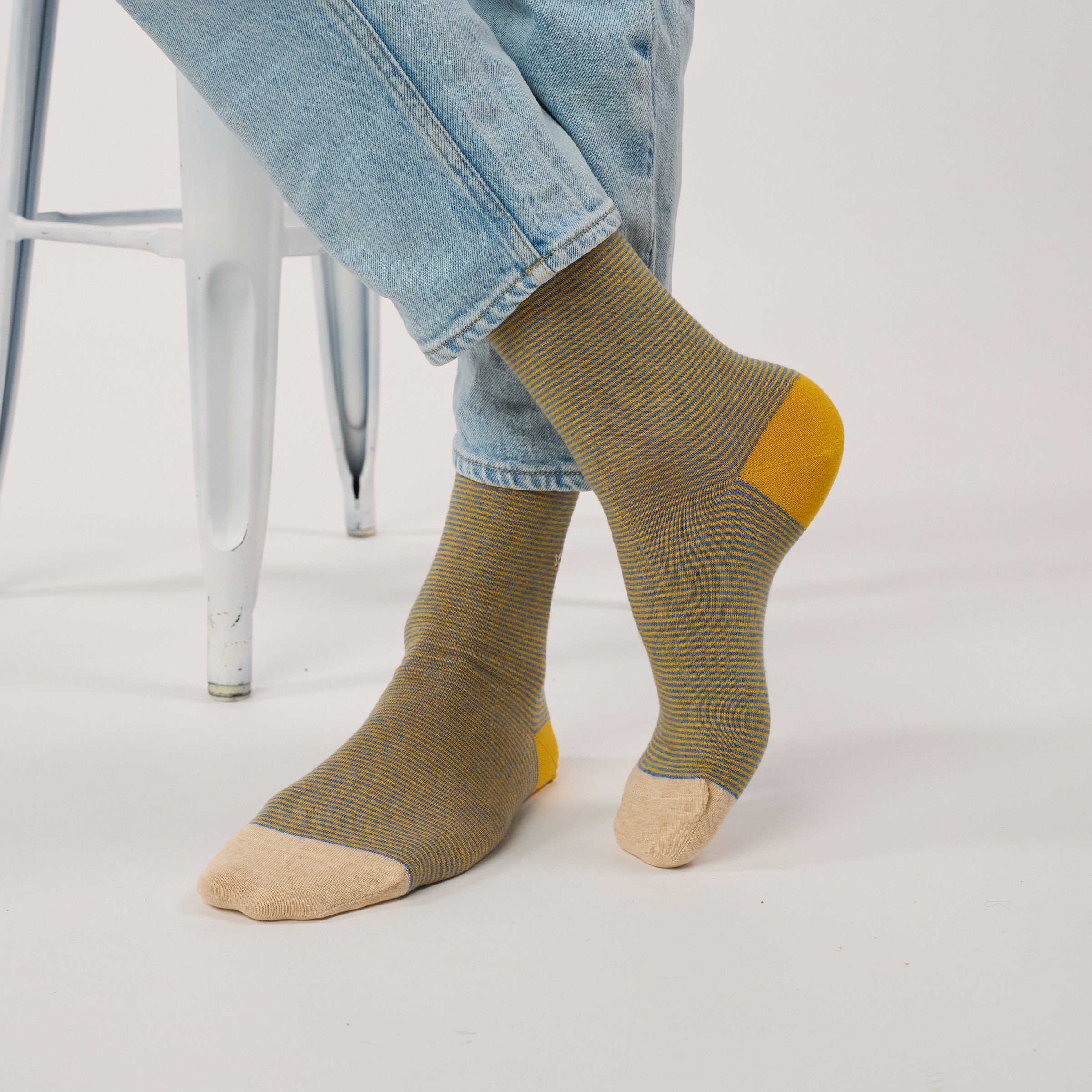 Combed cotton striped socks BILLYBELT Yellow