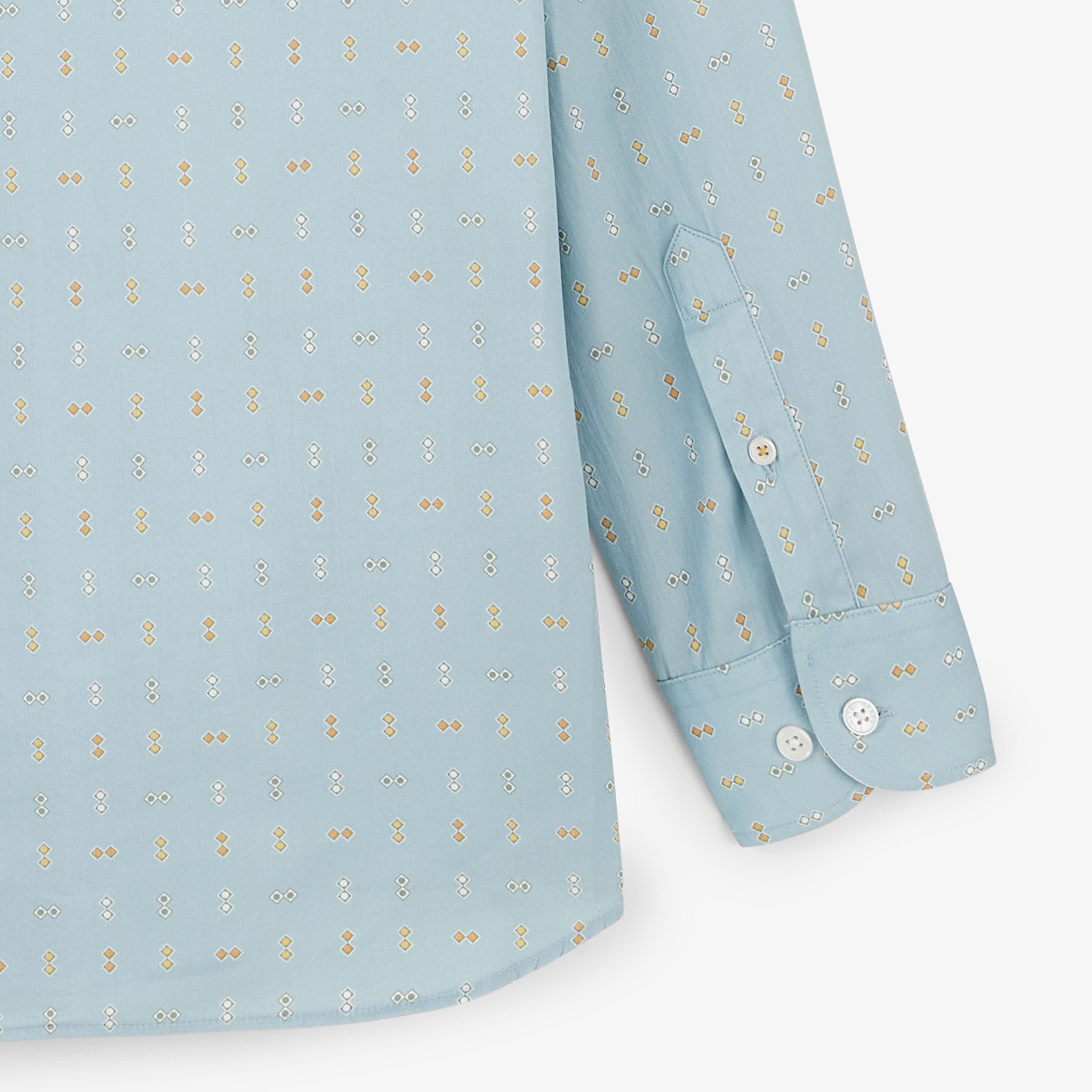 Long-sleeved cotton shirt with blue diamond print SERGE BLANCO Blue