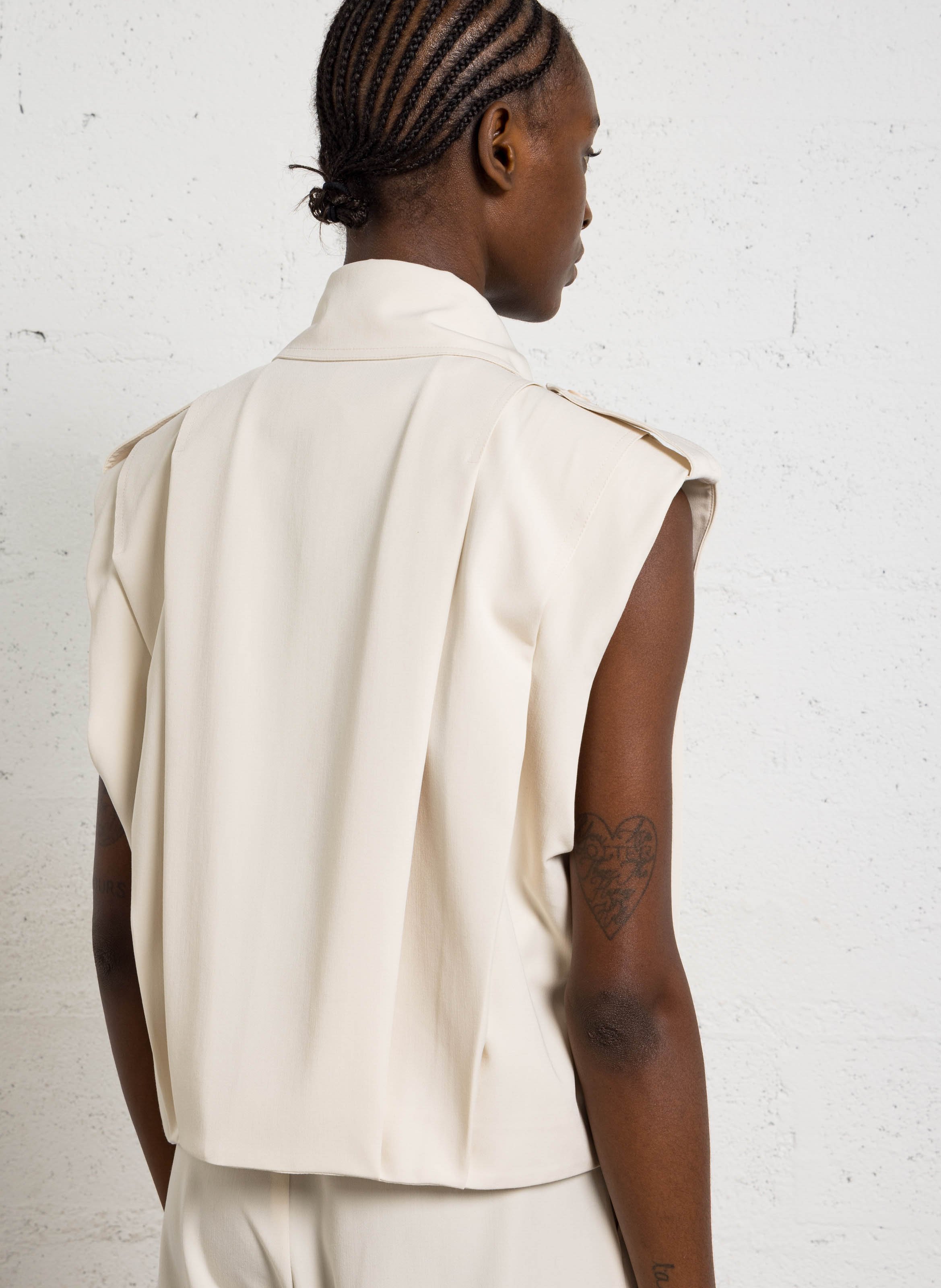 Sleeveless Oversized Vest IMPERIAL Beige