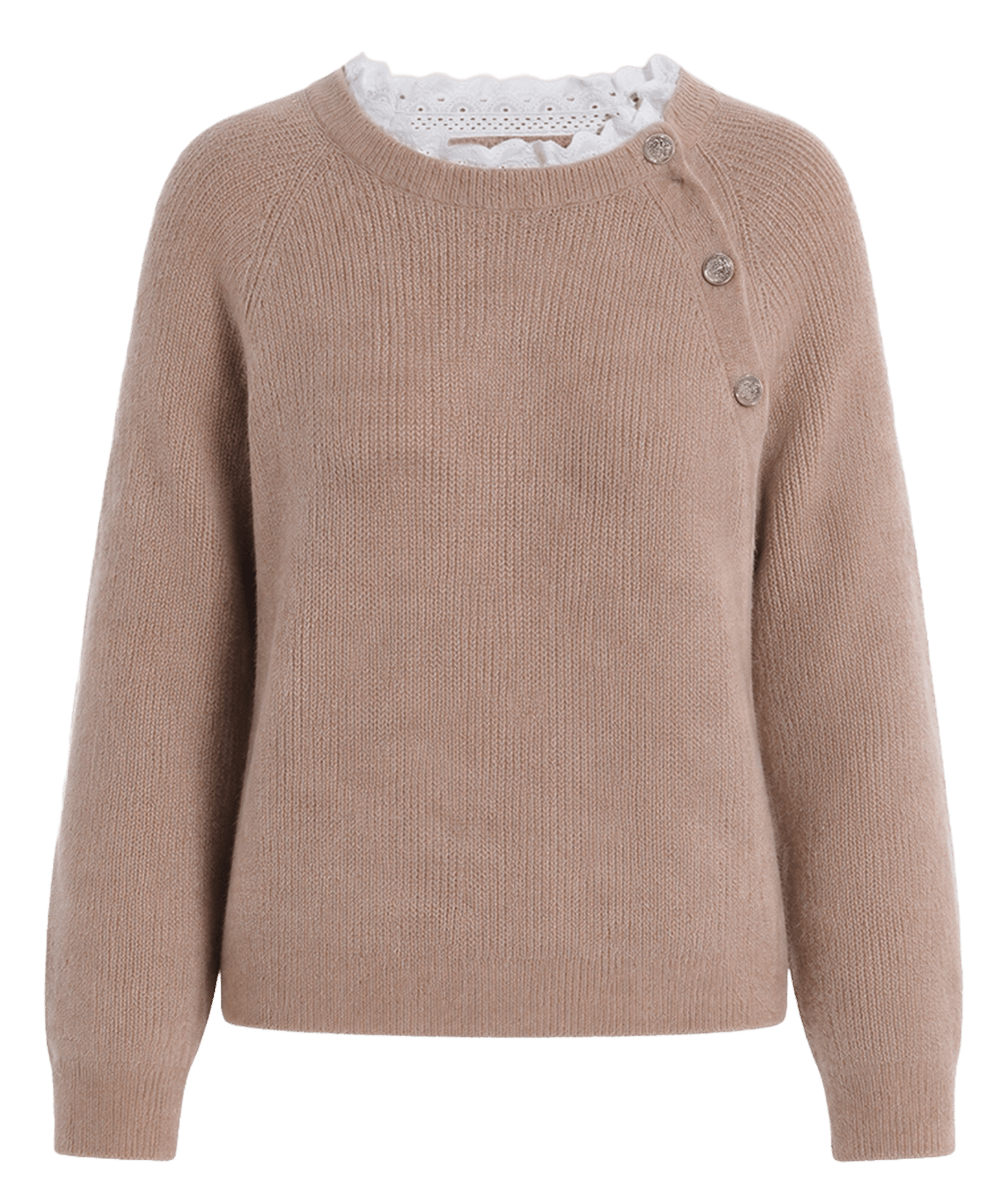 Gerade geschnittener Wollmix-Pullover | Beige PABLO Damen