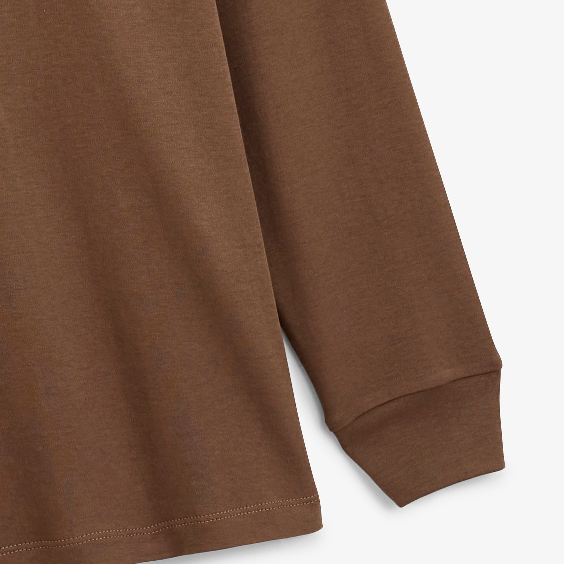 Zip-up long-sleeve interlock cotton polo in brown brownie SERGE BLANCO Brown