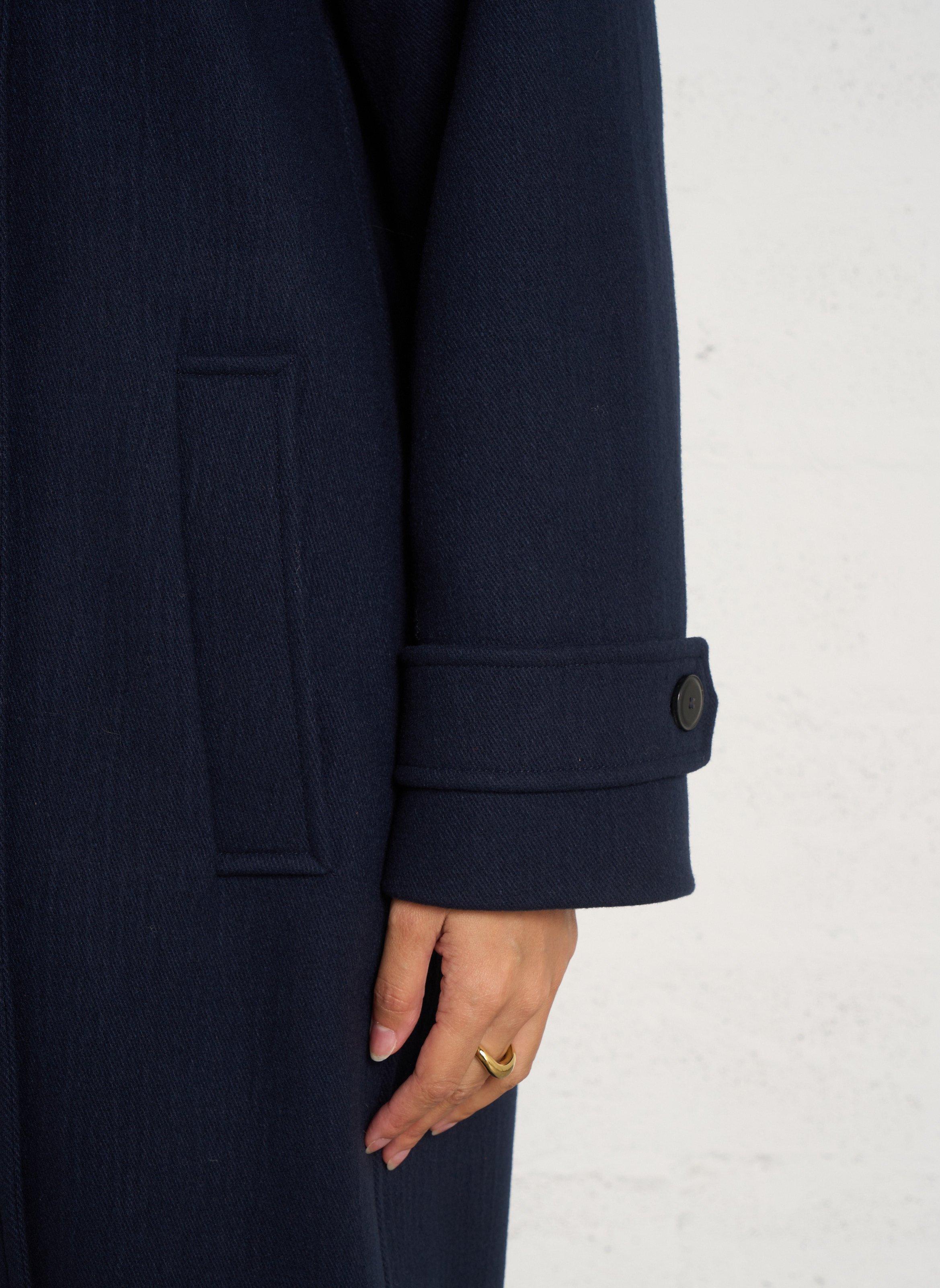 Manteau long oversize en laine mélangée POMANDERE Bleu