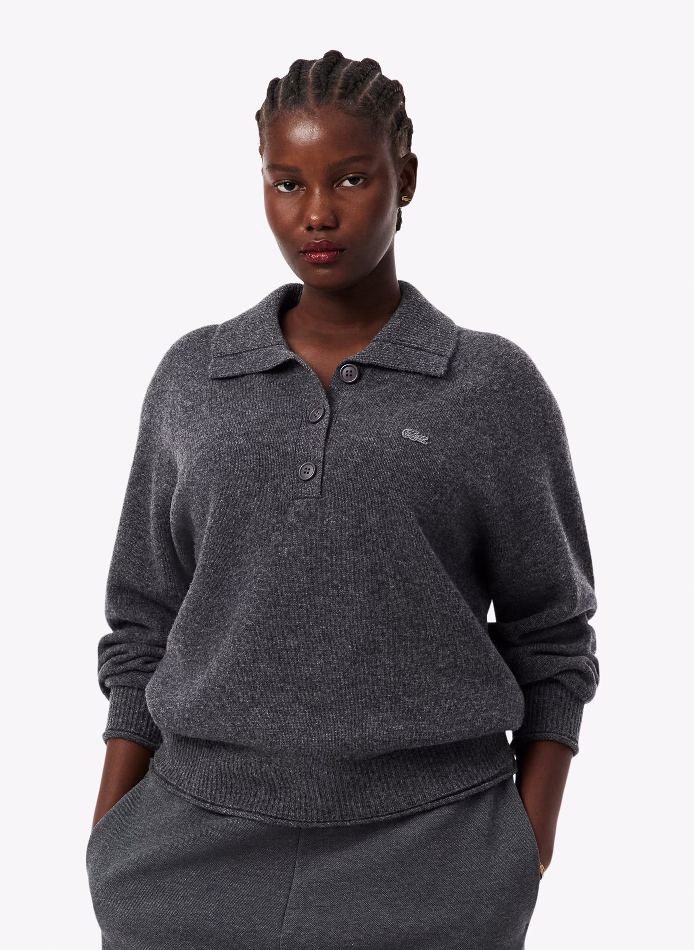 Pull ample en laine LACOSTE Gris